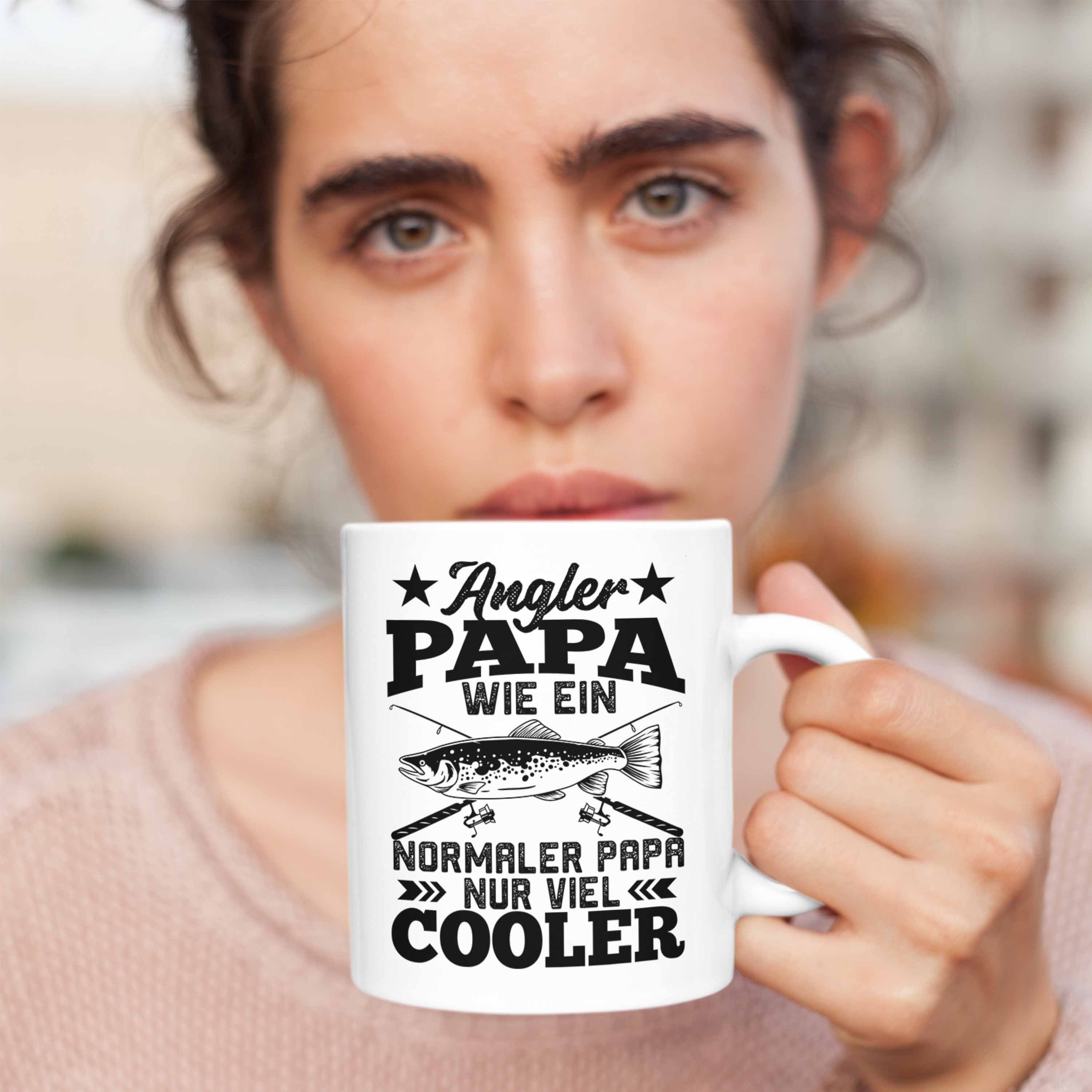 Papa Fischer Spruch zum Angeln Angler Fischen Tasse Trendation Lustiger Weiss Geschenkidee Trendation Vatertag Tasse - Geschenk