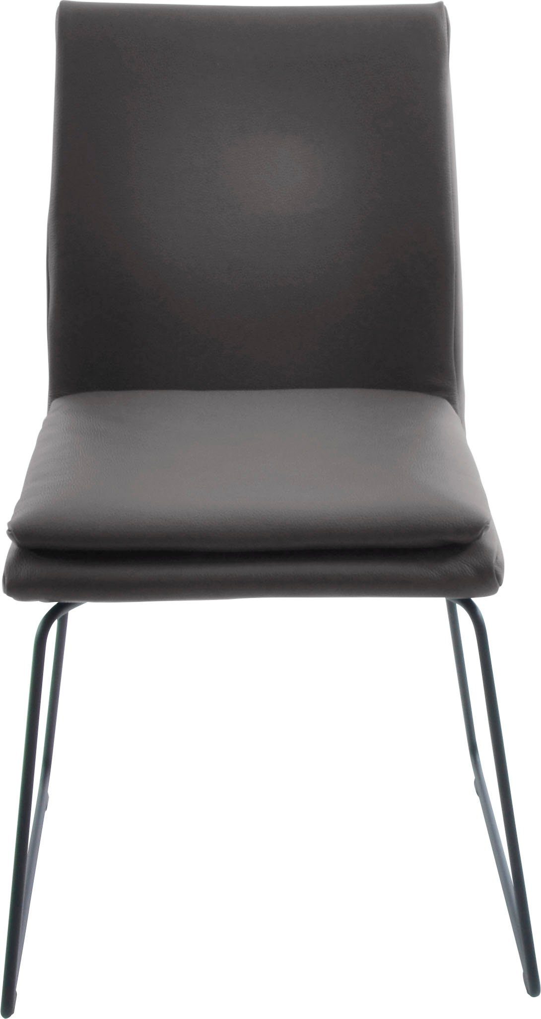 K+W Komfort & Wohnen mit Creso, schoko Rundrohrkufe schwarz und in Sitzkissen Struktur Metall Esszimmerstuhl