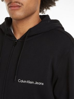 Calvin Klein Jeans Sweatshirt INSTITUTIONAL ZIP THROUGH HOODIE mit Logomarkenlabel