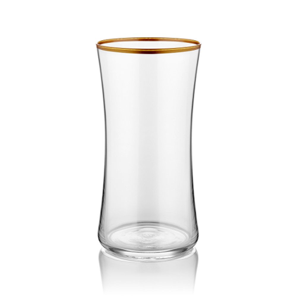 nurso Gläser-Set Wasserglas groß transparent mit Goldrand 300 ml 6er Set