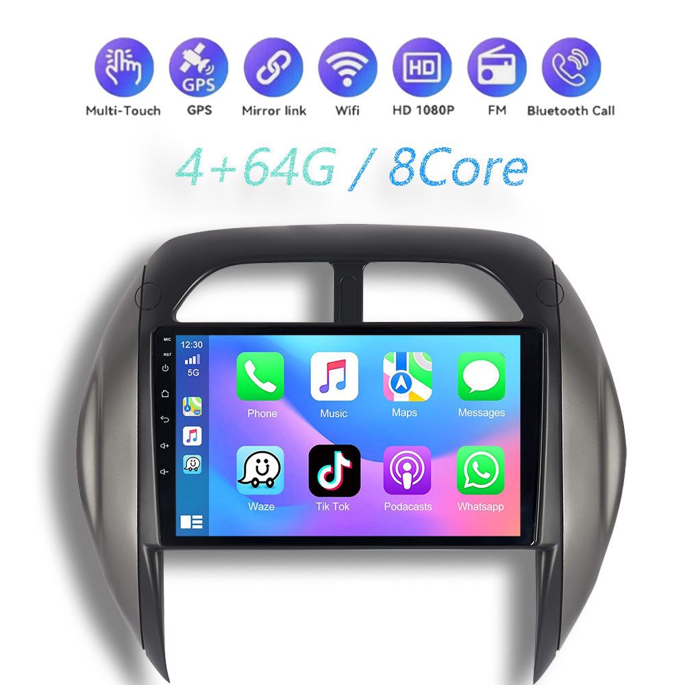 A-Sure Android 15 9" 8Core 4+64G CarPlay GPS SWC BT Für Toyota RAV4 2003-2006 Autoradio (Digitalradio (DAB), FM, AM, 1280*800 IPS Screen/8-Core CPU)