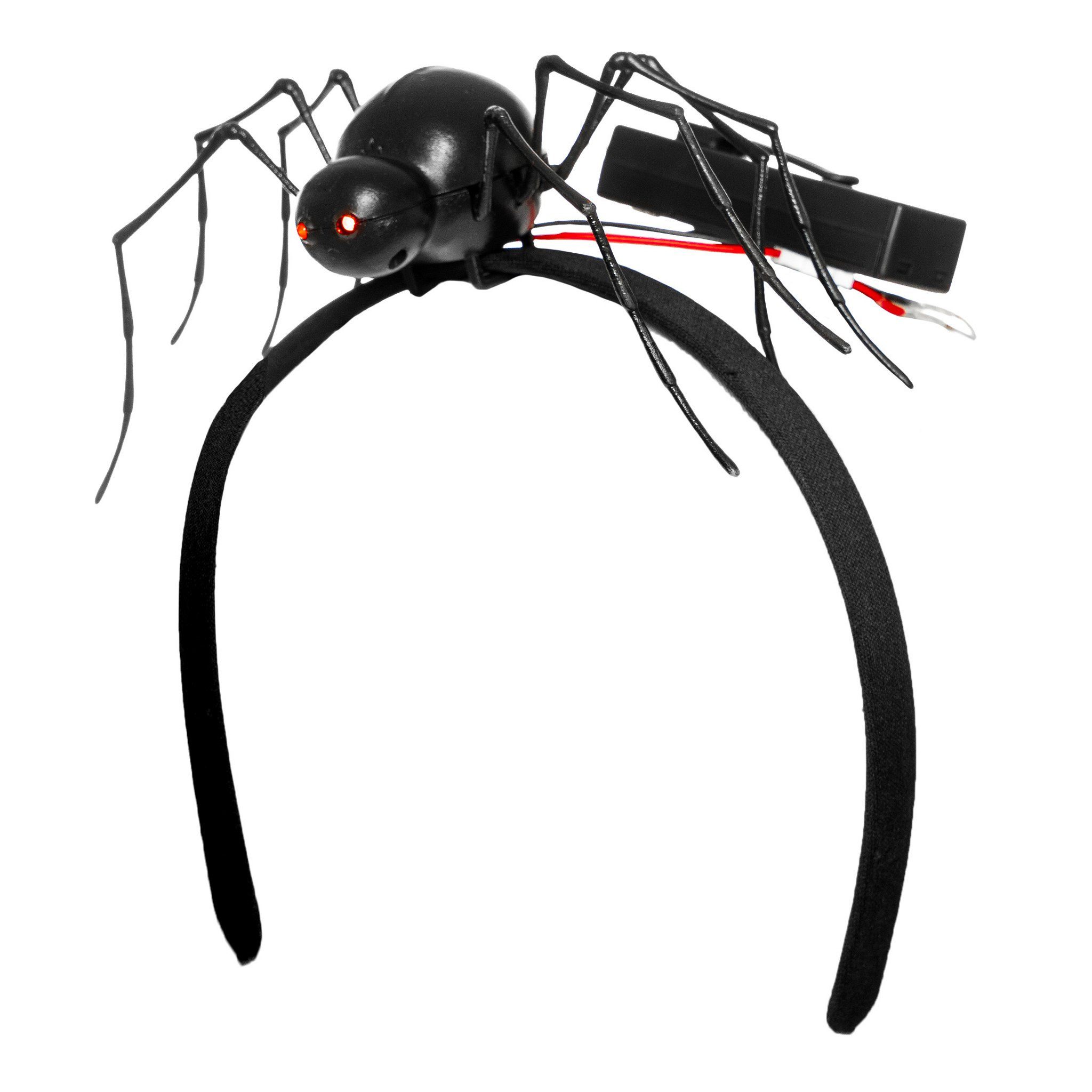 Metamorph Hexen-Kostüm Bewegliche Horrorspinne Haarreif, Große Spinne mit leuchtenden Augen und sich bewegenden Beinen