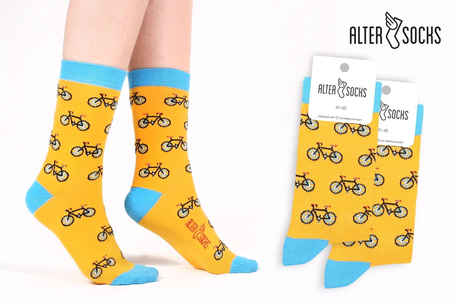 Socken, Paar) lustige Socken Fahrrad TwoSocks & Baumwolle, Freizeitsocken Einheitsgröße (2 Herren Damen