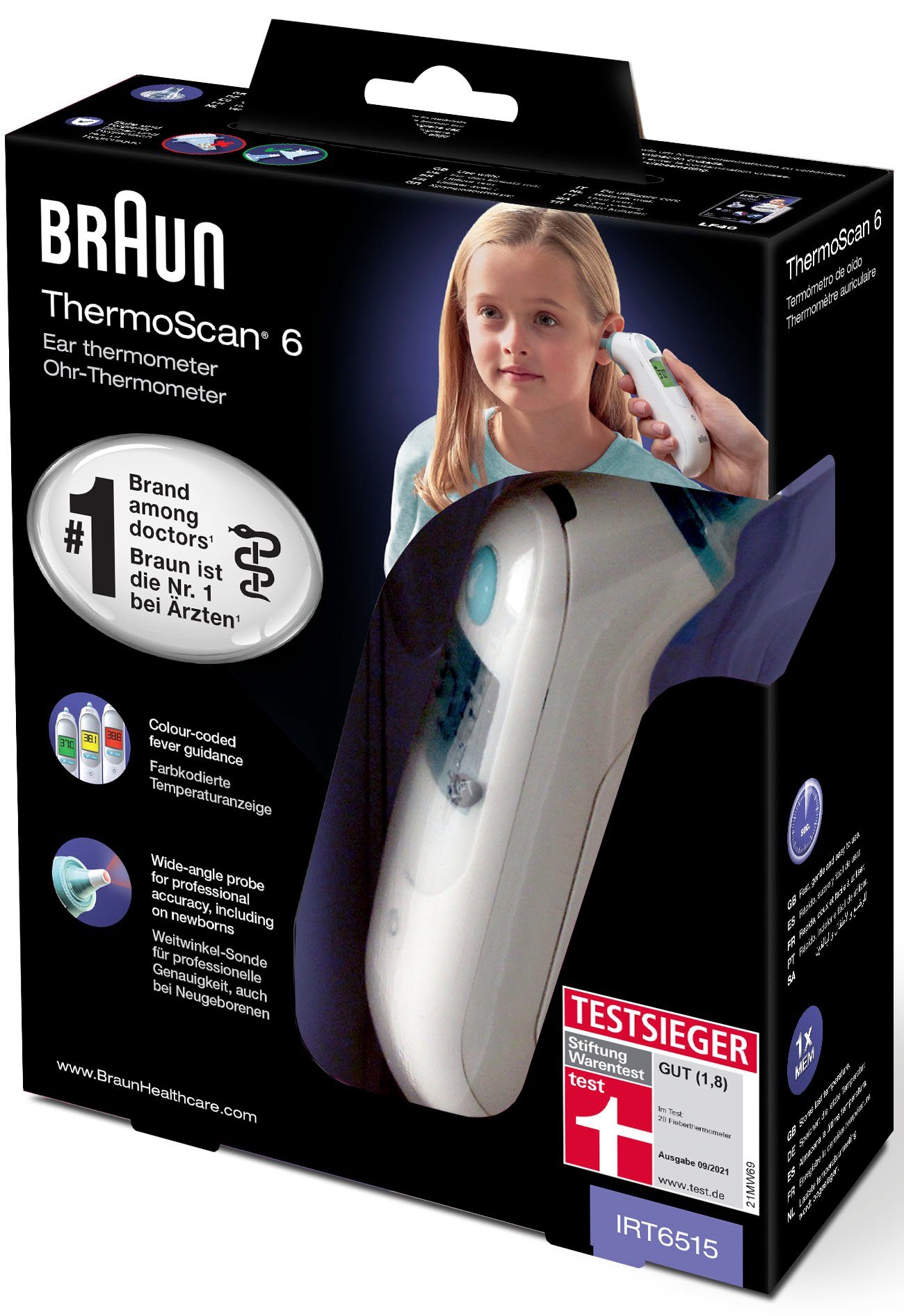 Braun Ohr-Fieberthermometer »ThermoScan® 6 Ohrthermometer IRT6515«,  Inklusive 21 Einweg Schutzkappen