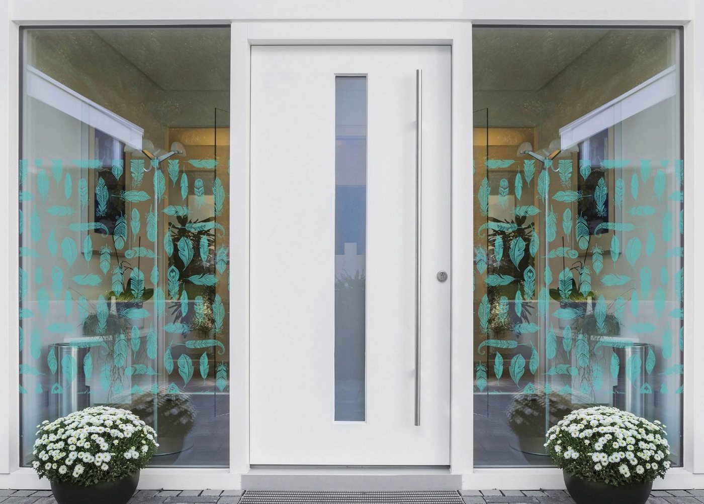 Fensterfolie »Look Feathers turquois«, MySpotti, halbtransparent, glatt, 90 x 100 cm, statisch haftend-HomeTrends