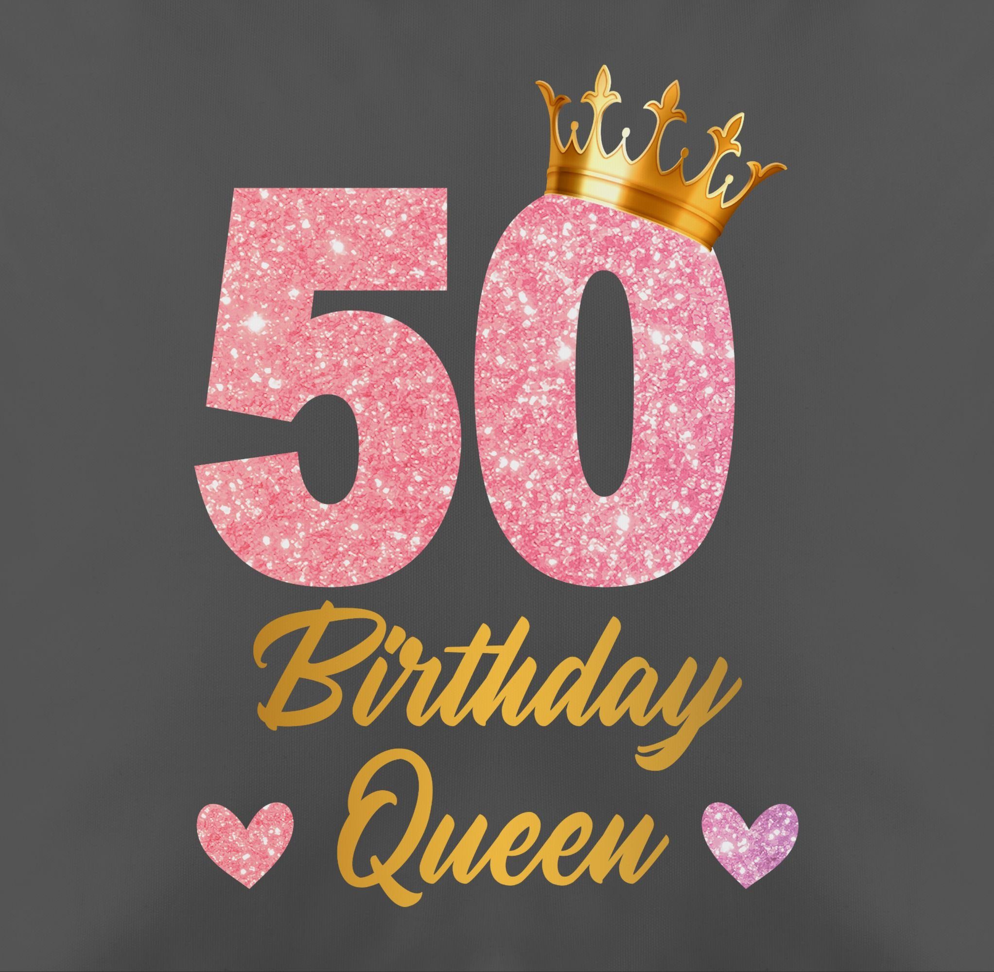 Dekokissen Kissen 50, Geburtstags Grau Geburtstag 50 Shirtracer Geburtstagsgeschenk Königin 2 Queen 50. Birthday
