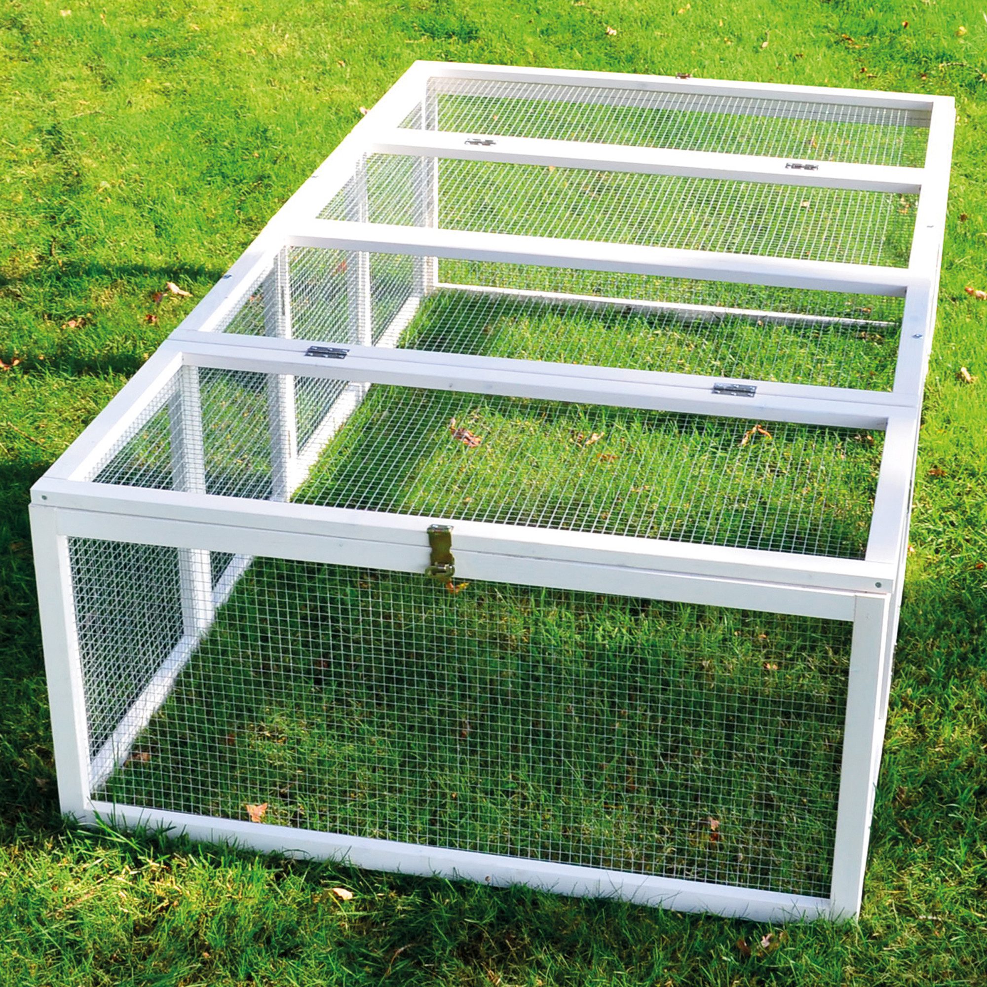 Zooprinz Freigehege Rabbit Run Hasen Kaninchen Auslauf Gehege, 100x48x181 cm, klappbar, wetterfest, winterfest, weiß