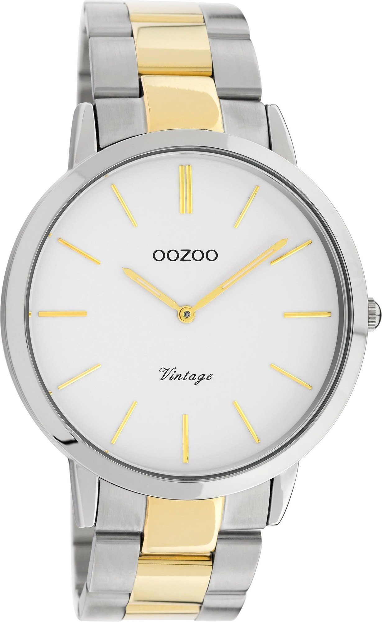 Damen, gold 42mm) Armbanduhr OOZOO rund, groß (ca. Herrenuhr Quarz, Unisex Quarzuhr Oozoo Fashion-Style Edelstahlarmband, silber