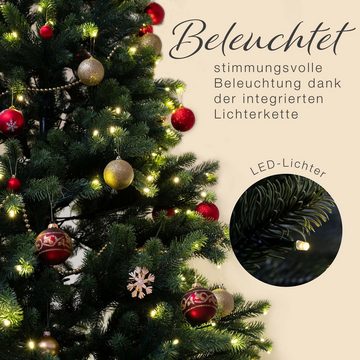 SCHAUMEX Künstlicher Weihnachtsbaum Spritzguss Weihnachtsbaum mit LED Beleuchtung Höhe: 120cm, Spritzguss Nordmanntanne, Extrem Hochwertig, schwer entflammbar