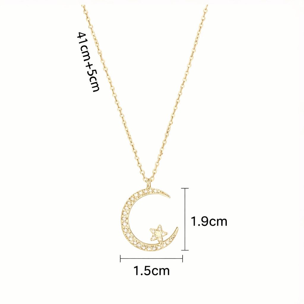 ILOKEN Kette mit Einhänger Damen Halskette Goldfarben mit Mond & Sternanhän günstig online kaufen