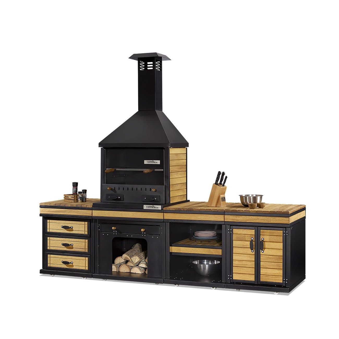 JVmoebel Outdoor-Küche Robuste Grillküche mit integriertem Grill und Stauraum, Made in Europe