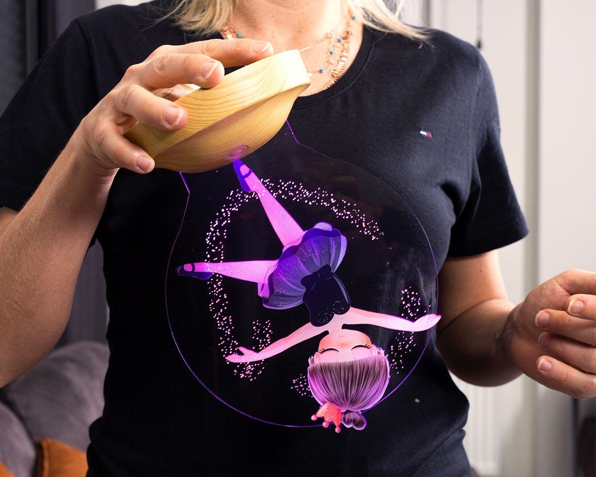 Geschenkelampe LED Nachttischlampe Ballerina Nachtlicht 3D UV Druck Geburtstagsgeschenk Balletttänzerin, Leuchte 7 Farben fest integriert, Geschenk für Mädchen, Tochter, Babys