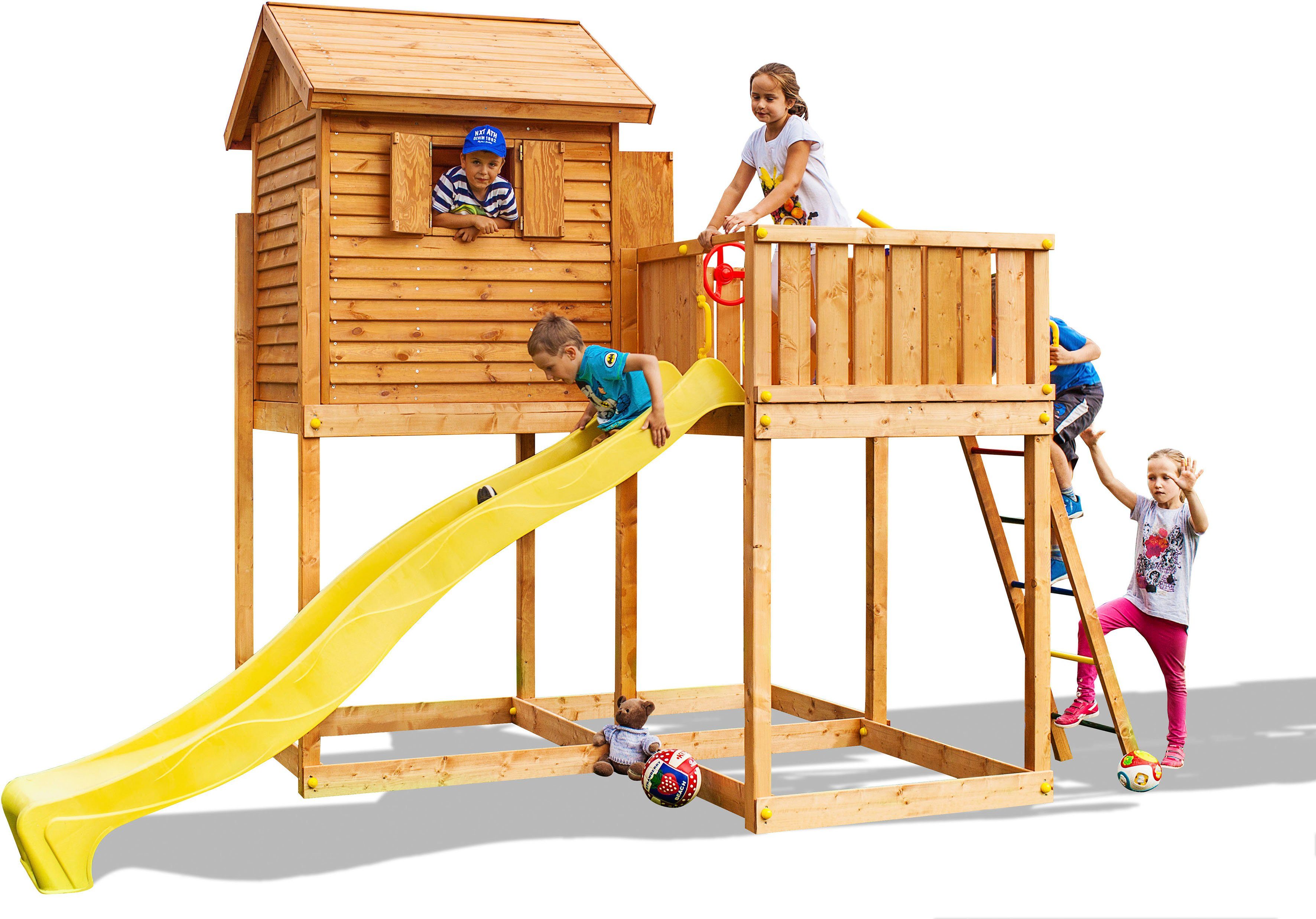 FUNGOO Spielturm My SIDE, Spielhaus mit Rutsche