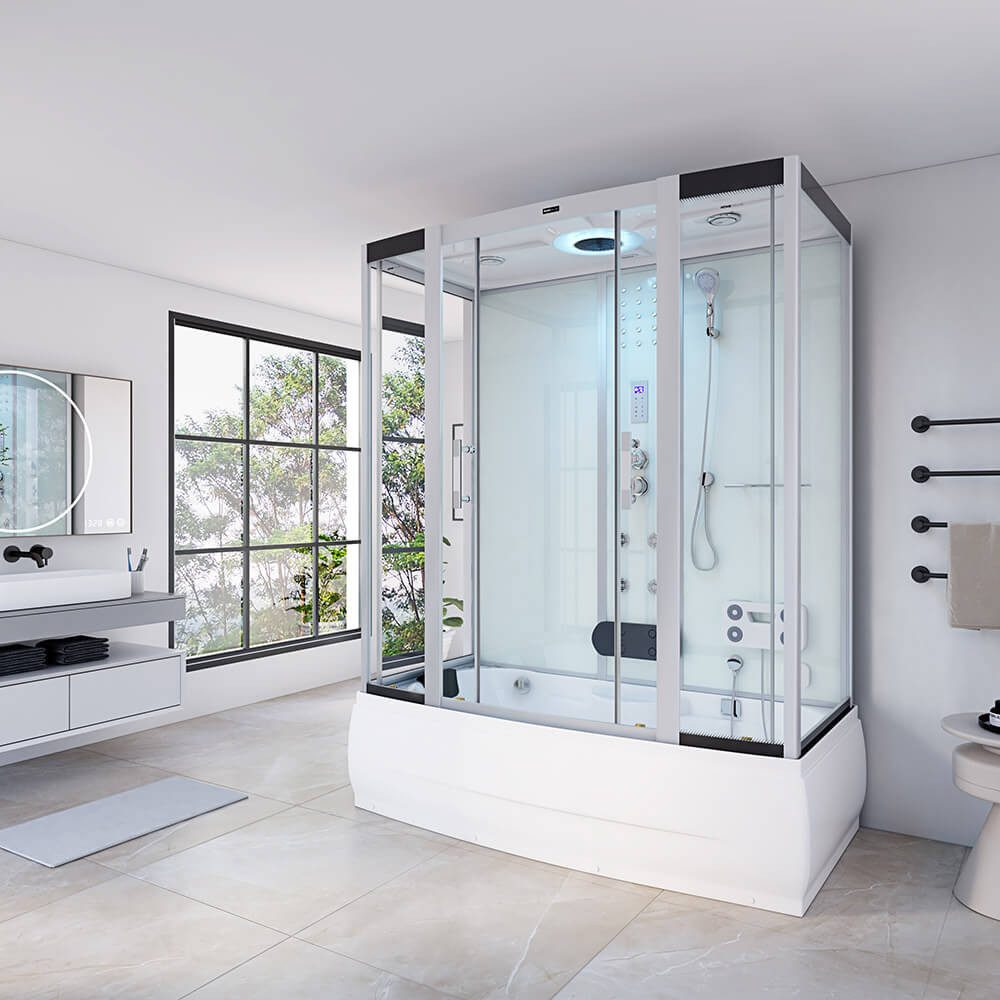 HOME DELUXE Dampfdusche Duschtempel DIAMOND mit Whirlpoolfunktion und LED-Beleuchtung, BxT: 170x90 cm, Einscheibensicherheitsglas, Regendusche & Fußmassage, Dampfsauna, Komplettdusche, Whirlwanne