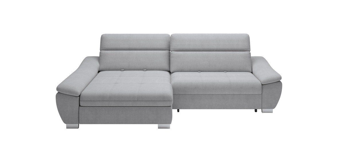 Sofa Dreams Ecksofa Fico Stauraum, Bettkasten verstellbarer mit mit verstellbaren Strukturstoff, mit Kopfstützen, L-Form, ausziehbarer Sitztiefe, mit Liegefläche, mit mit hellgrau, Schlaffunktion, Bettfunktion, mit