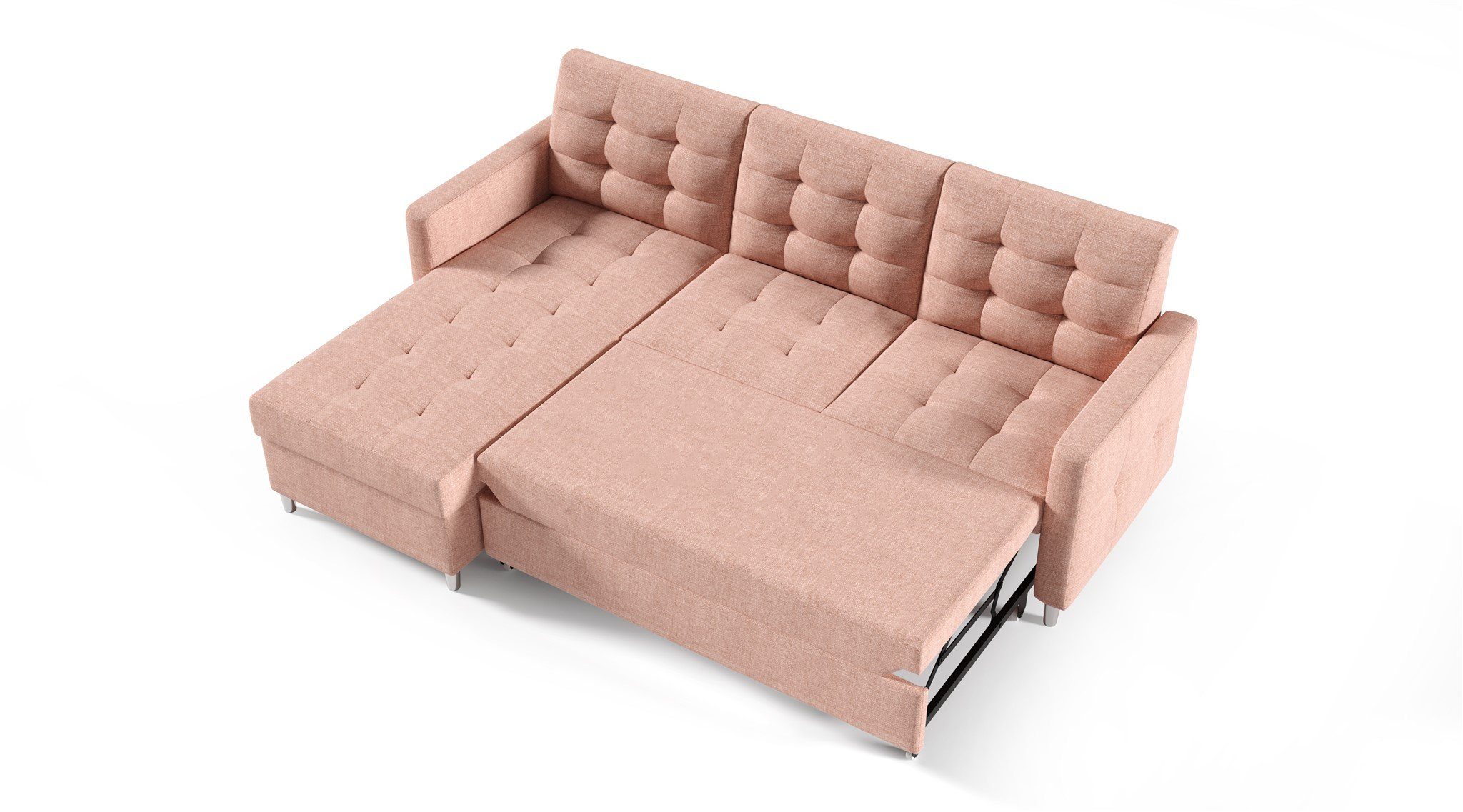 Fun Möbel Ecksofa Ecksofa Sofa NURI mit Ottomane in Stoff Luis, inkl. Schlaffunktion, Rundumbezug