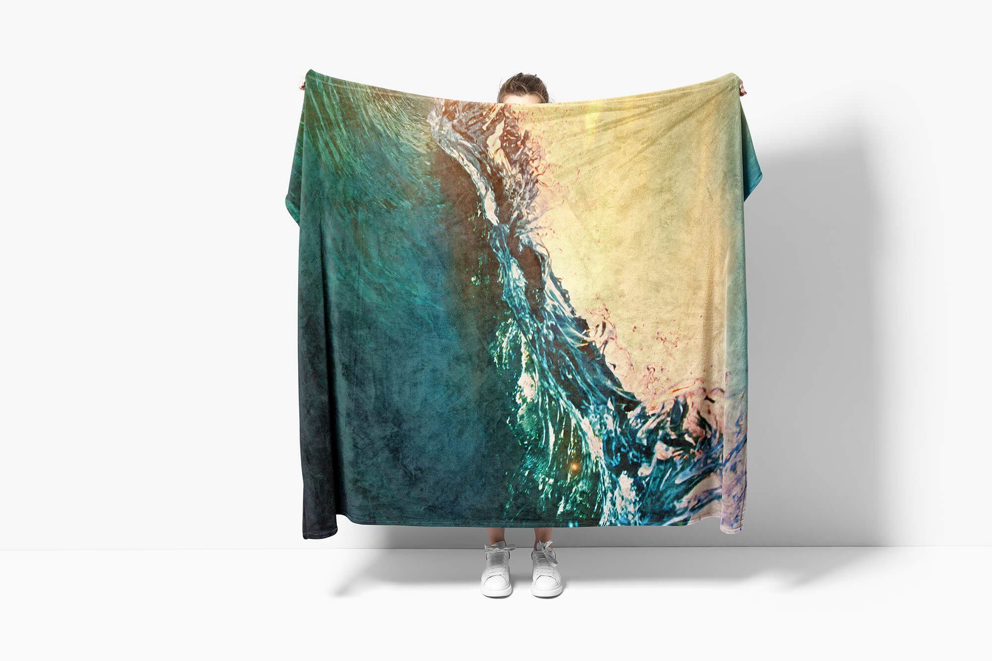 Sinus Art Handtücher Wasser Saunatuch Kuscheldecke Baumwolle-Polyester-Mix Handtuch mit Meer Handtuch (1-St), Strandhandtuch Fotomotiv Himmel