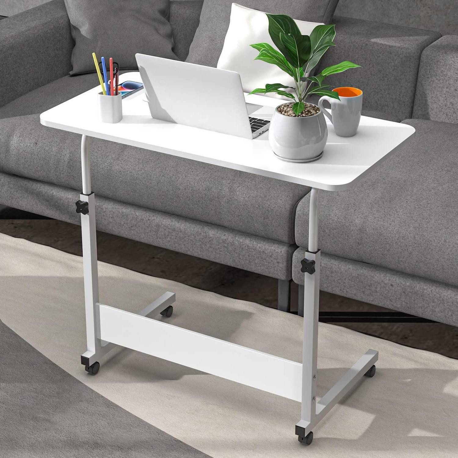 LuxusKollektion Laptoptisch Laptoptisch mit Rollen höhenverstellbar 80x40cm Weiß (1-St)