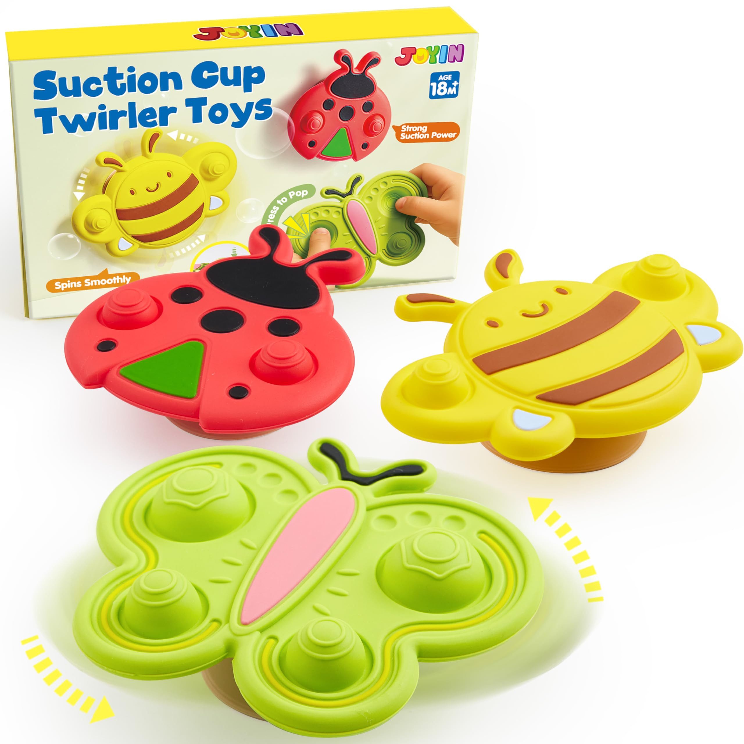 JOYIN Badespielzeug JOYIN 3 Saugnapf-Spinner für Kleinkinder 1-3, Insekten-Spielzeug (3-tlg)