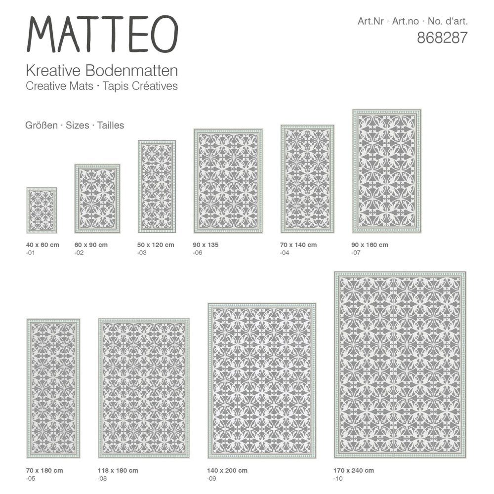 Sitheim-Europe Vinylteppich Vinyl Teppich MATTEO Fliesen, rechteckig, Höhe: 2.2 mm