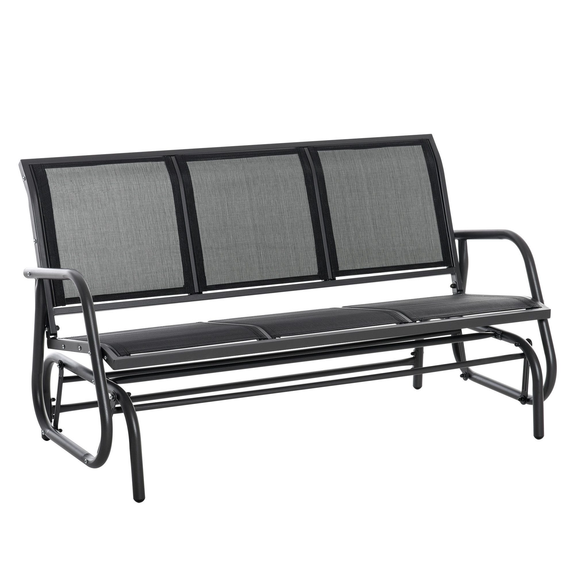 REDOM Schaukelstuhl Robuste Outdoor Bank aus Metall für entspannte Freizeit Nutzung (Schaukelgartenbank 3-Sitzer 147x70x85 cm Dunkelgrau Metall Sitzbank, 1 St), Komfortable Gartenschaukel für Terrasse und entspannte Sitzmomente