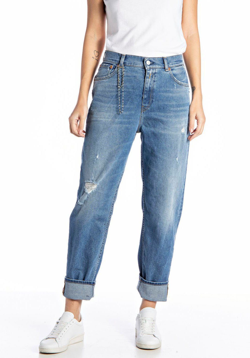 mit Kettendetail Used KILEY Look Replay Straight-Jeans im