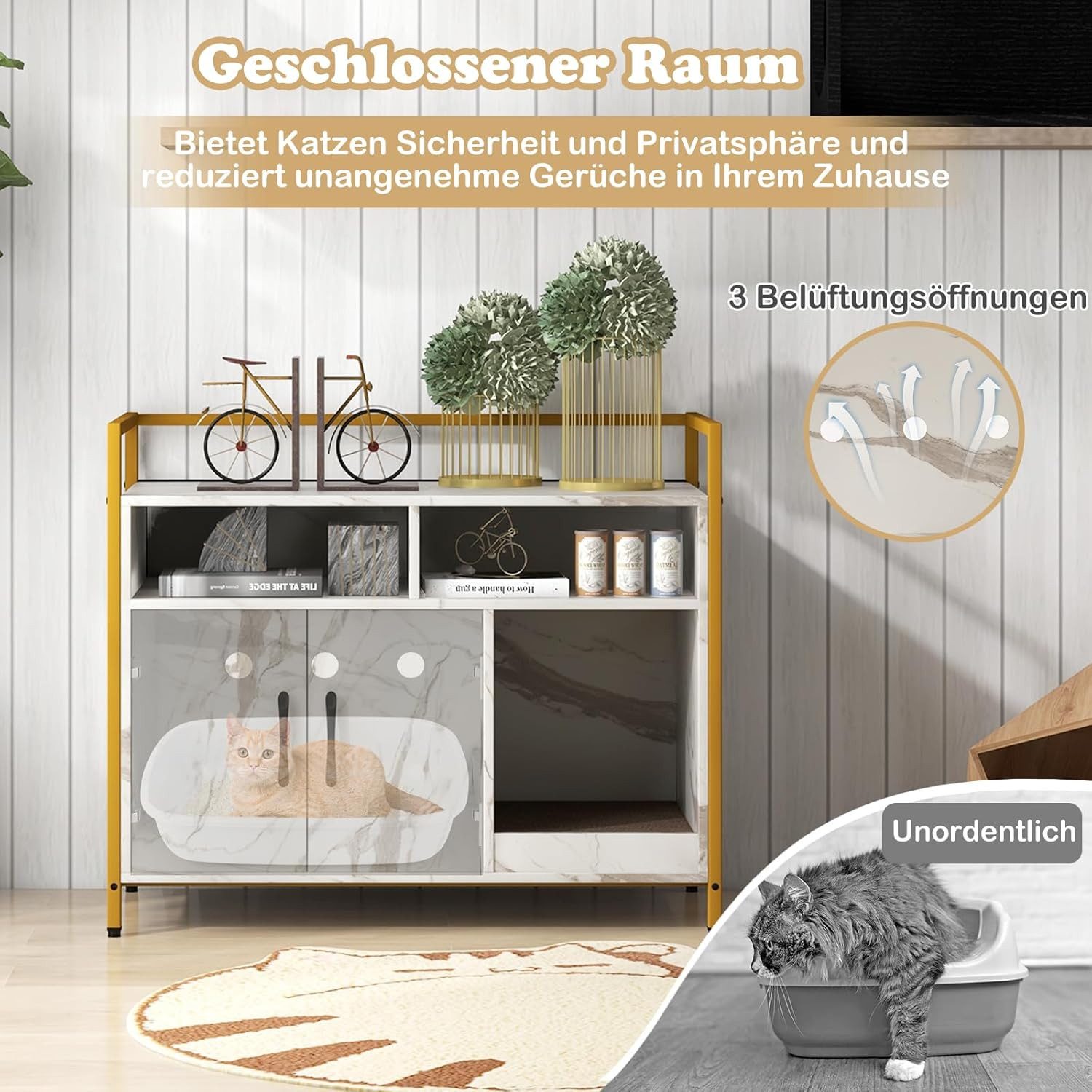 KOMFOTTEU Tierhaus 2 in 1 Katzenschrank günstig online kaufen