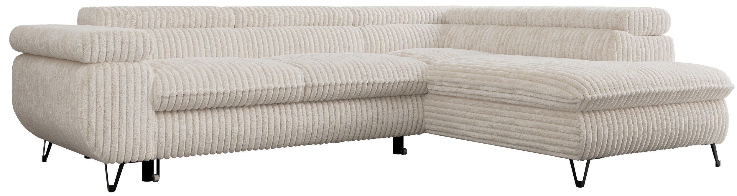 MKS MÖBEL Ecksofa PETER L, Set, Ecksofa L-form, HR35-Schaum, Wellenfederkern, Bettfunktion, Einstellbare Kopfstützen, Bettkasten