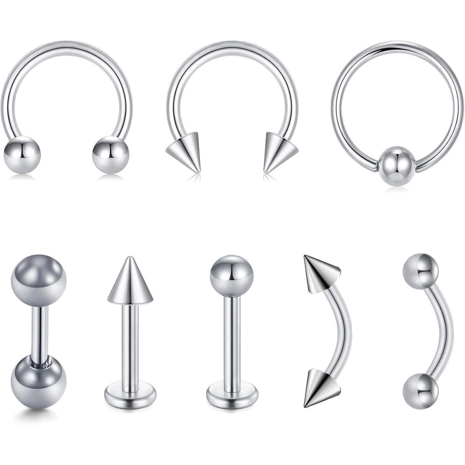 Briana Williams Piercing-Set Lippenpiercing Set Edelstahl Stud Ring Tragus Helix Piercing