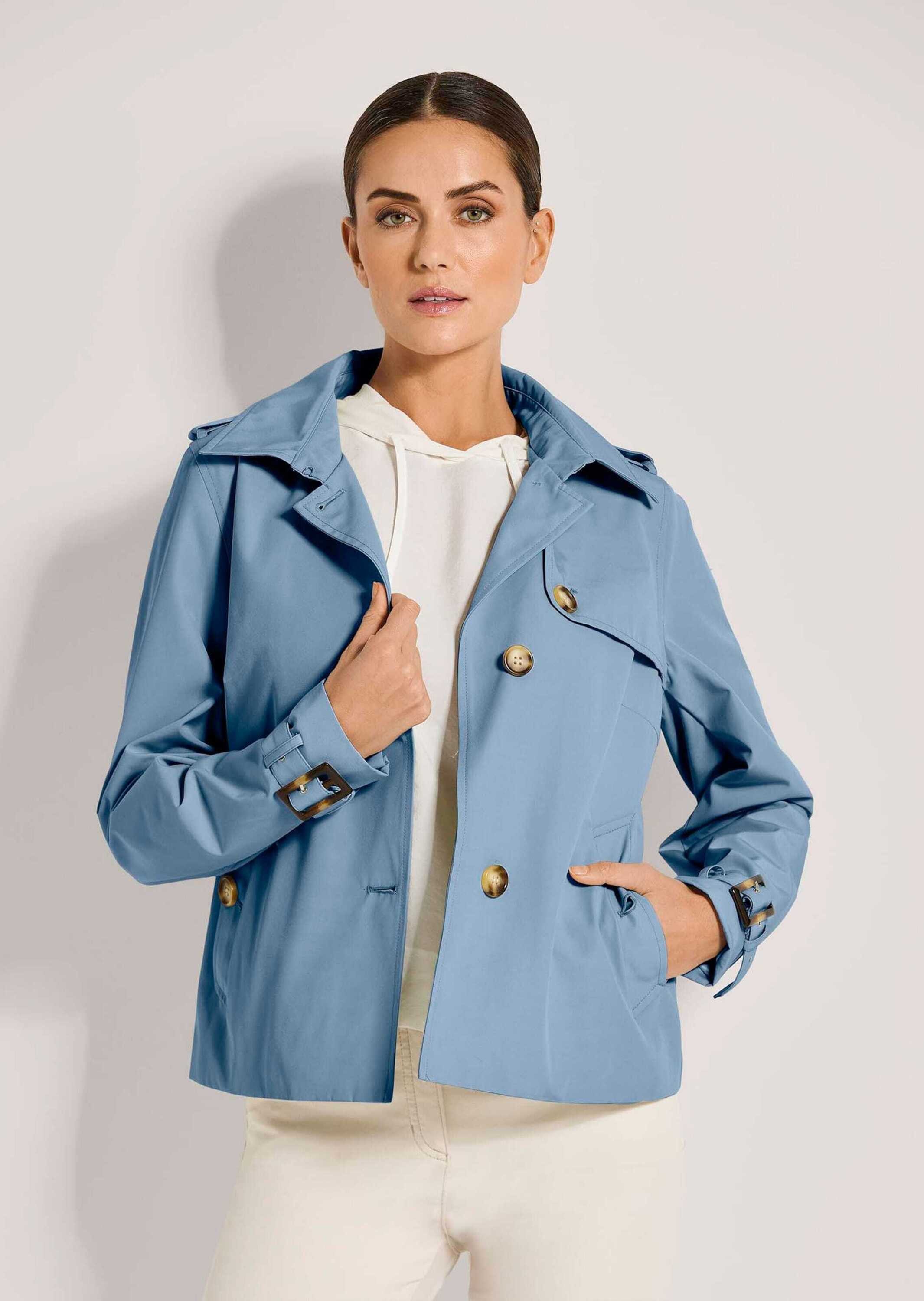 MADELEINE Trenchcoat Verkürzte Trenchjacke mit Taschen Sommerlicher Trench-Style mit Hemdkragen, Langarm