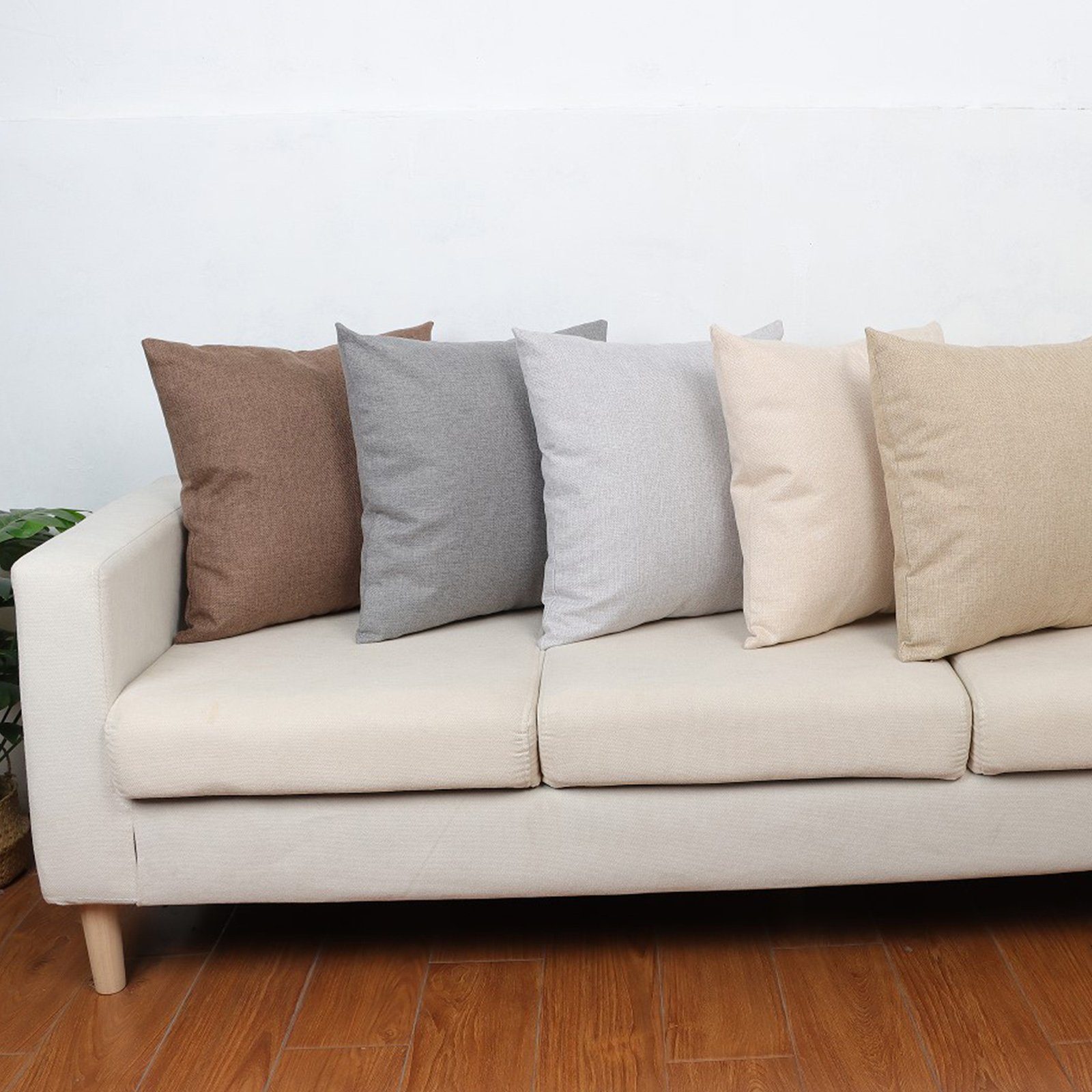 Kissenbezüge 2er Bezug Kissenhülle Set Kissenbezug Reißverschluss für Schlafzimmer REDOM Couchkissen Beige Kopfkissenbezug mit Stück), (2 Sofakissen Sofa Weich, Bezug Kissen