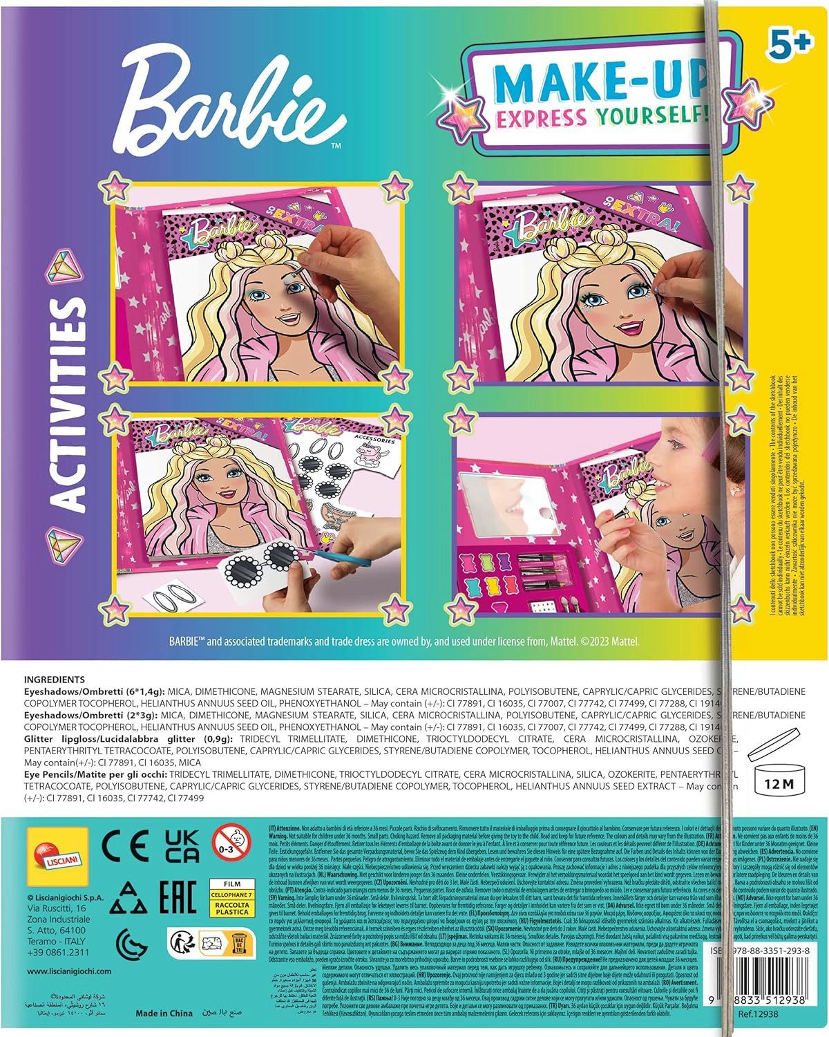 Lisciani Kreativset Barbie Sketch Book Make Up Goal