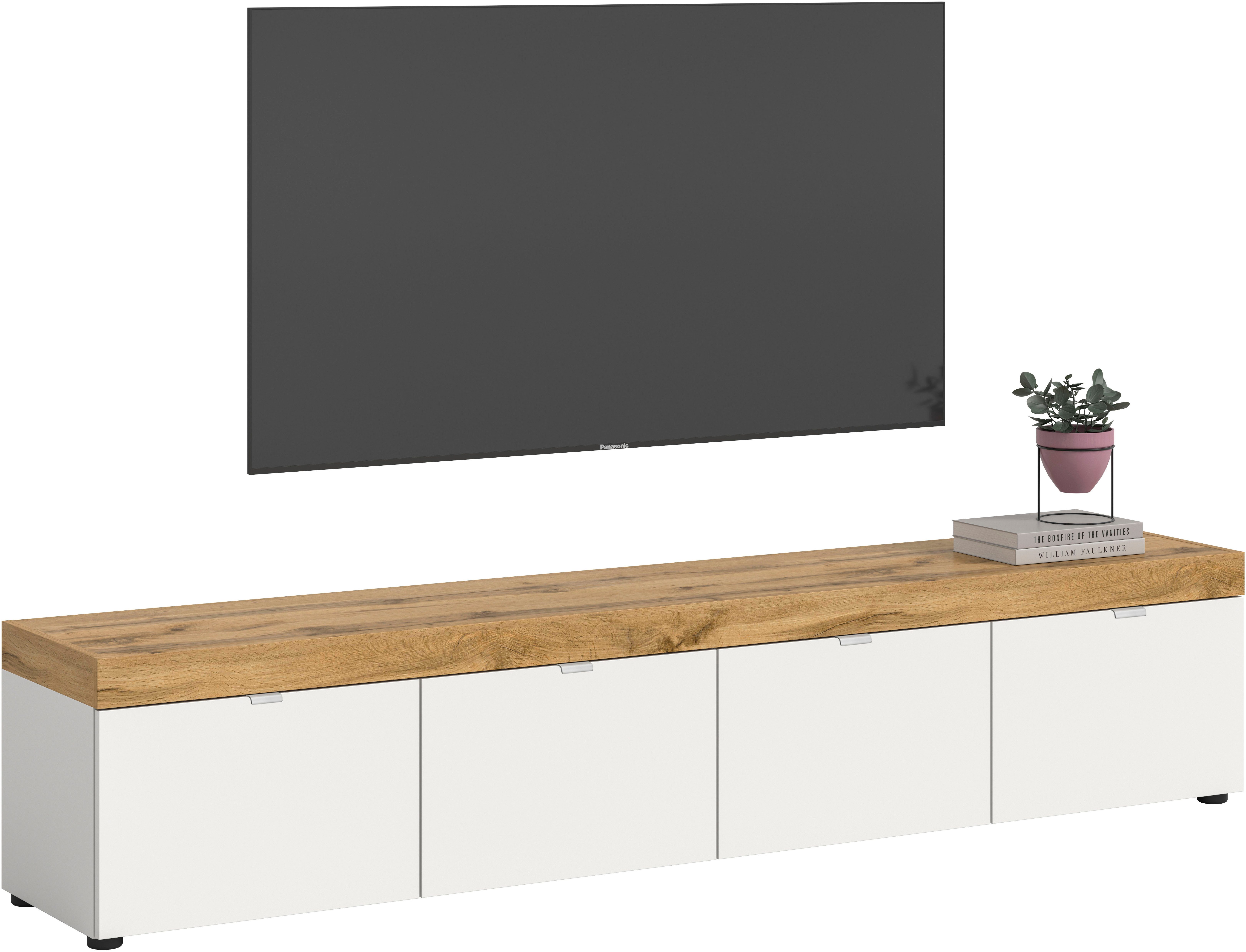 OTTO home Lowboard MAMBO II, Breite 200 cm, 4 Klappen, 4 Fächer (1 St., 2-farbige Ausführung, in verschiedenen modernen Trendfarben erhältlich), Lowboard, TV Unterschrank, TV-Schrank, Wohnzimmer