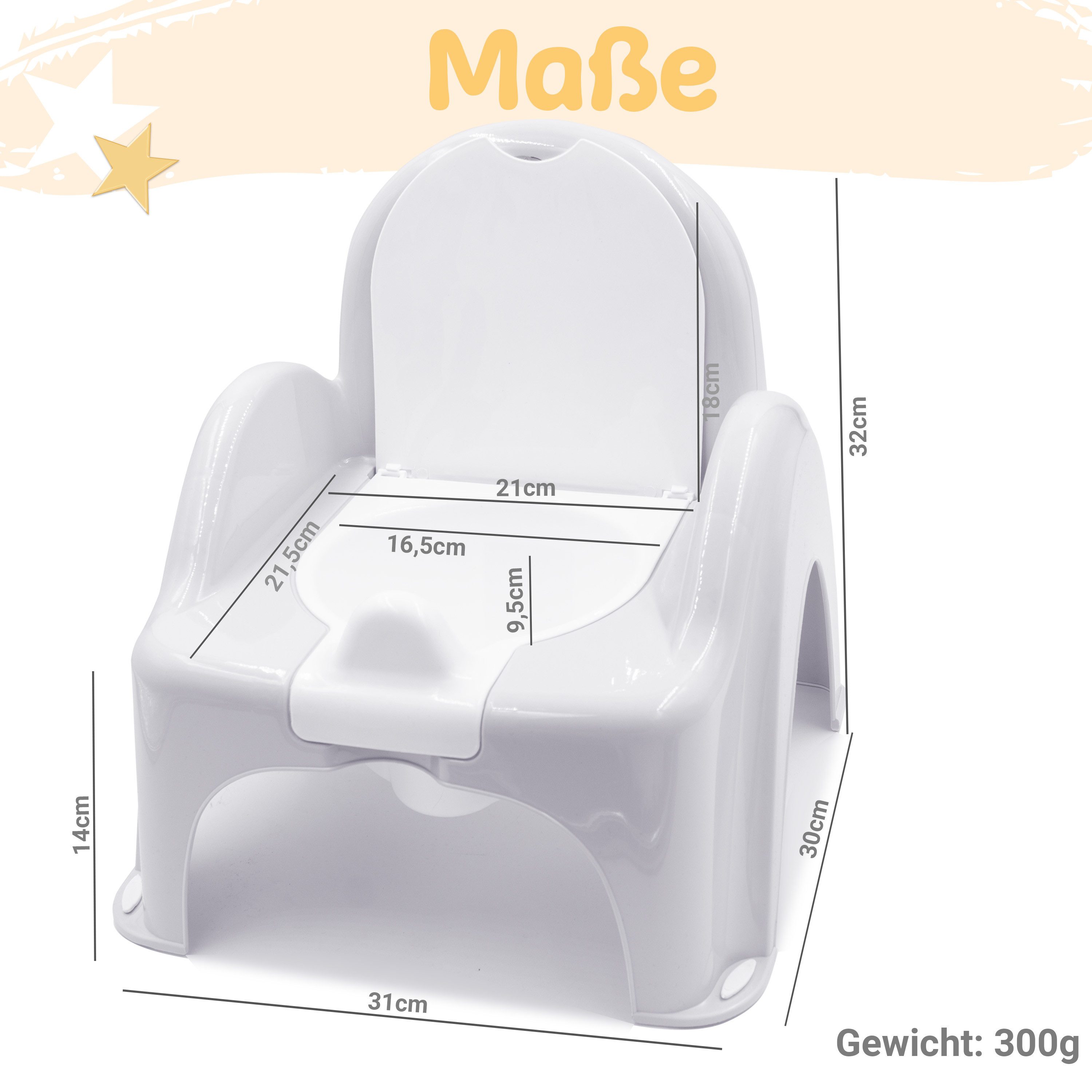Babykajo Töpfchen mit Musik, (2-tlg), Kinder Töpfchen mit Anti-Rutsch Beschichtung und herausnehmbarem Topf