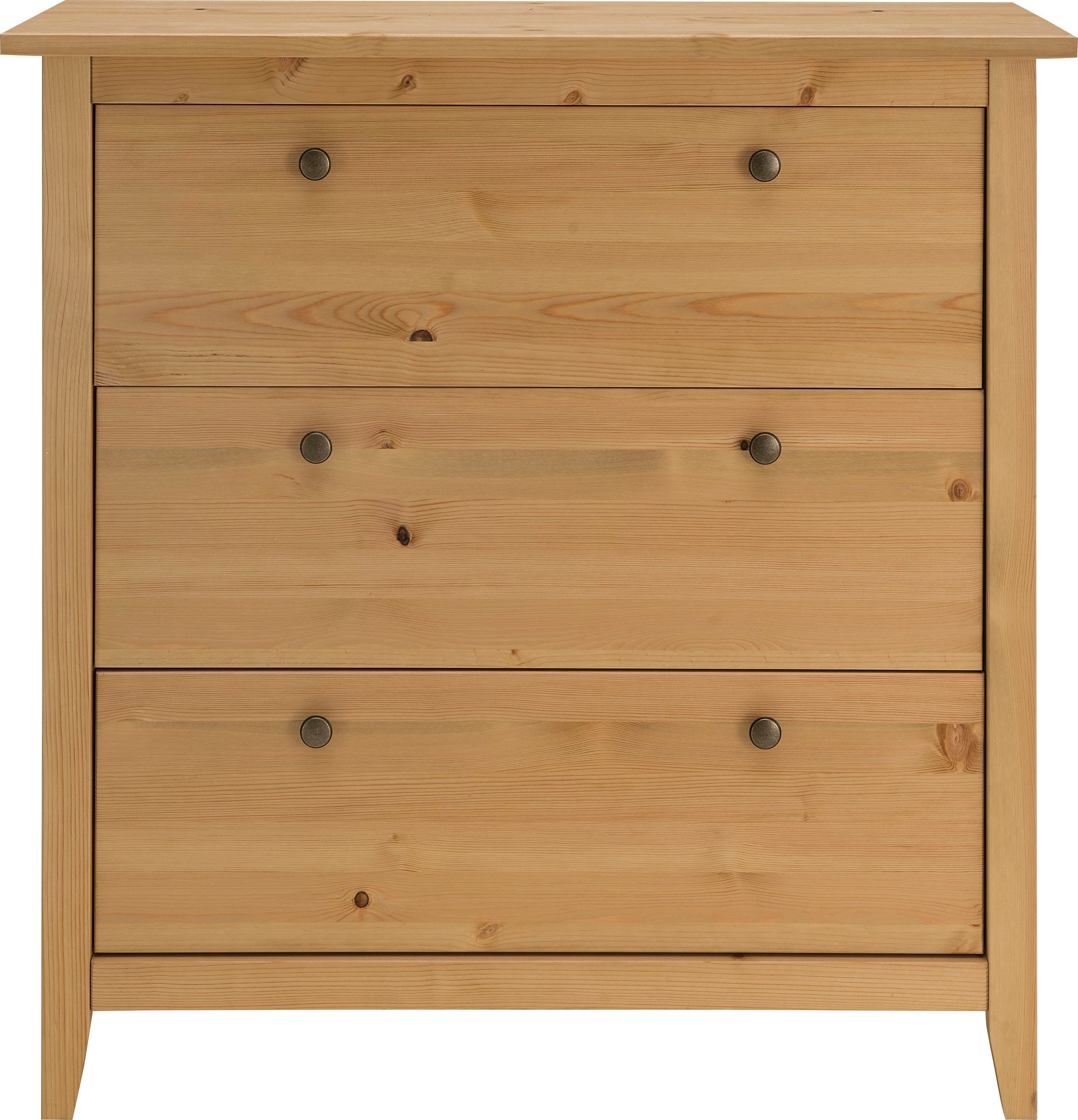 Wohn[glück]lich by Infantil Kommode Solvita, Schrank mit 3 Schubladen, Kiefer  massiv, Breite 91 cm, Landhaus