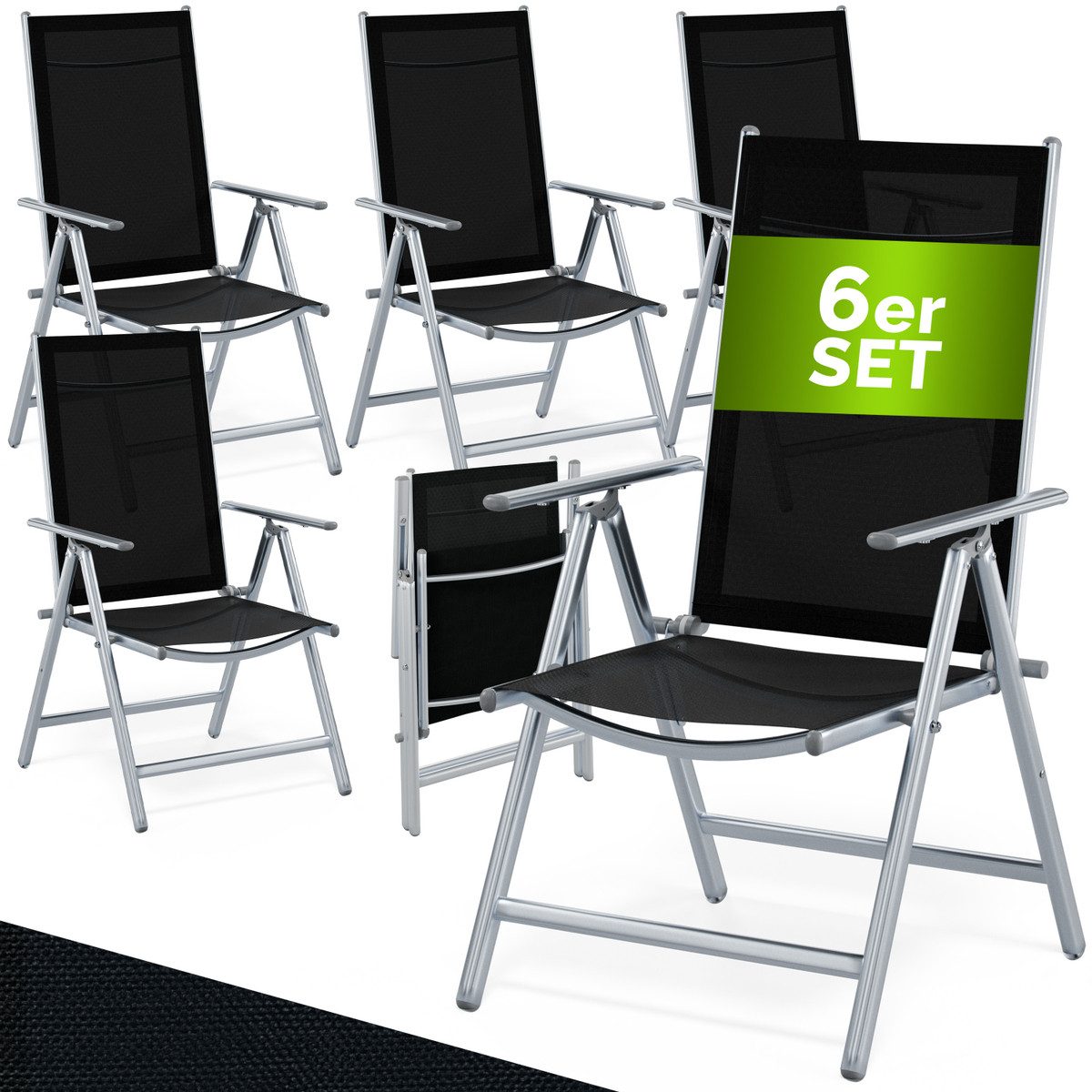 Casaria Gartenstuhl, Hochlehner Klappbar 8-Fach Verstellbar Alu Wetterfest 120kg Belastbar