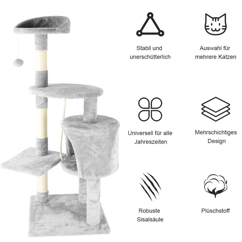 Athlix Kratzbaum Mehrstöckiger Katzenkratzbaum Katzenturm Kletterbaum für Katzen, Klettern, Spielen, Krallenpflege, Schlafen & Beobachten