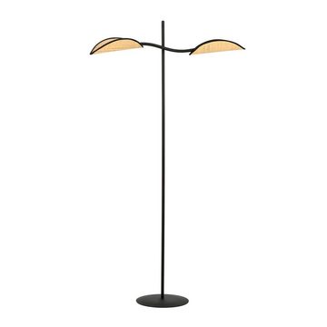 Licht-Erlebnisse Stehlampe BECKA, ohne Leuchtmittel, Korb Schirm Metall 150 cm Schwarz Natur E14 2-flammig Modern