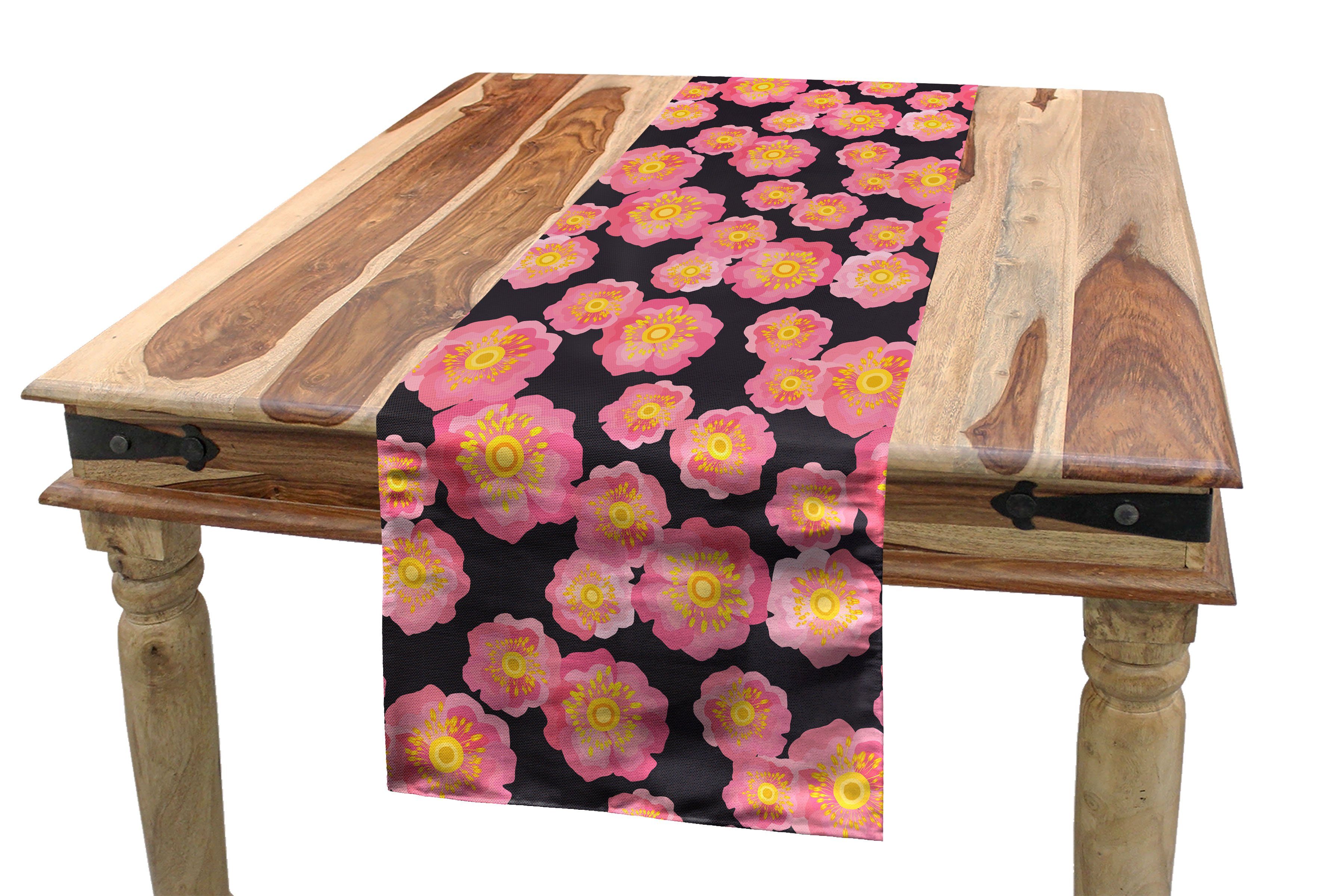Rechteckiger Küche Esszimmer Tischläufer, Blumen Tischläufer Abakuhaus Dekorativer Blühende Petals Romantische