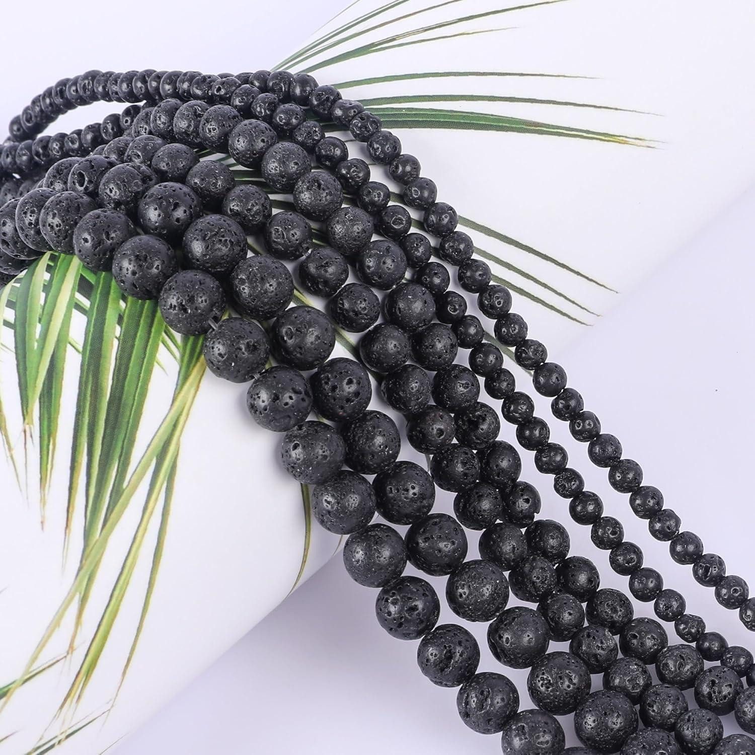 LuxusKollektion Bastelperlen Perlen Lavastein Steinperlen 90 Stück Armbänder Lavastein 8mm