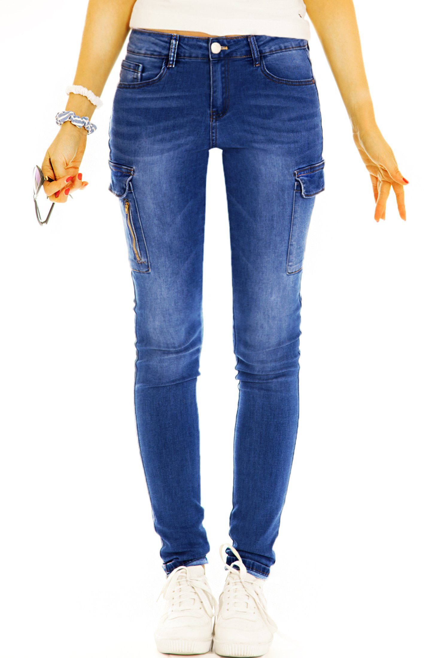 be styled Cargojeans Hüftige Cargohose bequeme Hose im Slim Fit Look - Damen - j1L-1 Cargostyle