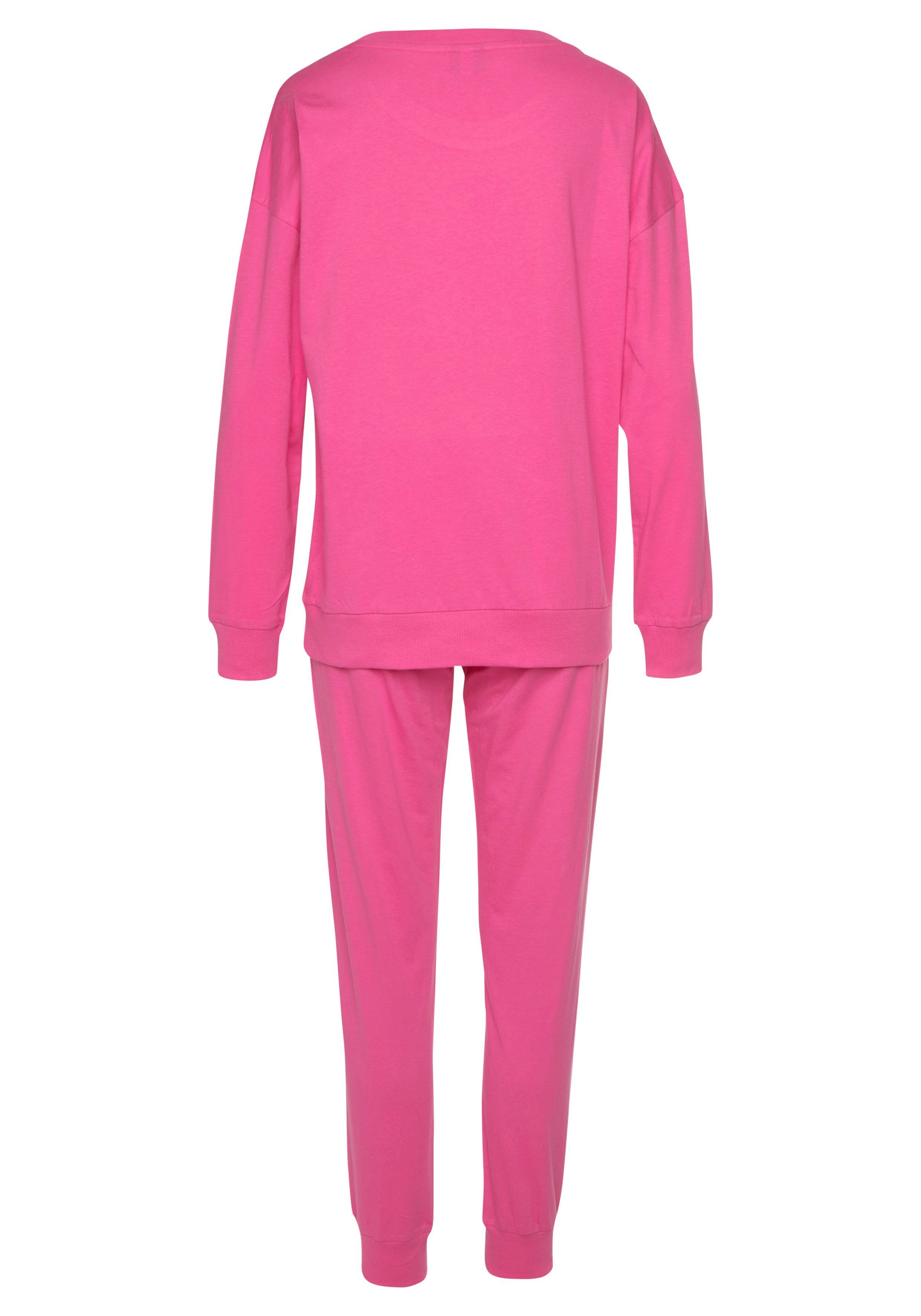 KangaROOS Pyjama (2 tlg., 1 mit Stück) pink Slogan-Frontdruck