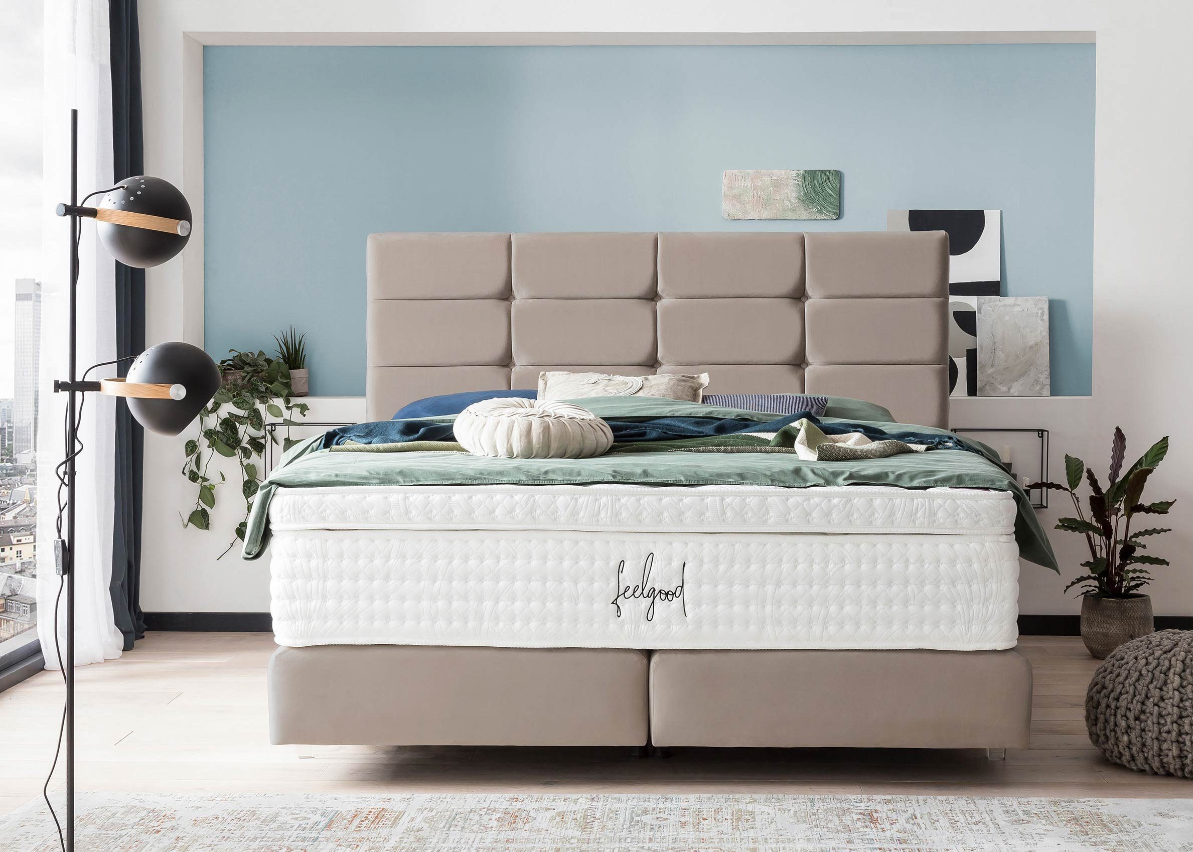 BettCo Boxspringbett Kansas (in Taupe Velours, günstig online kaufen