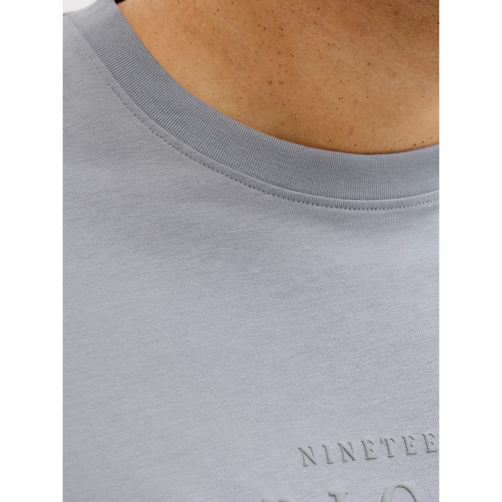 Jack & Jones Rundhalsshirt Jack&Jones Übergröße T-Shirt grau JORCATSKILLS Print