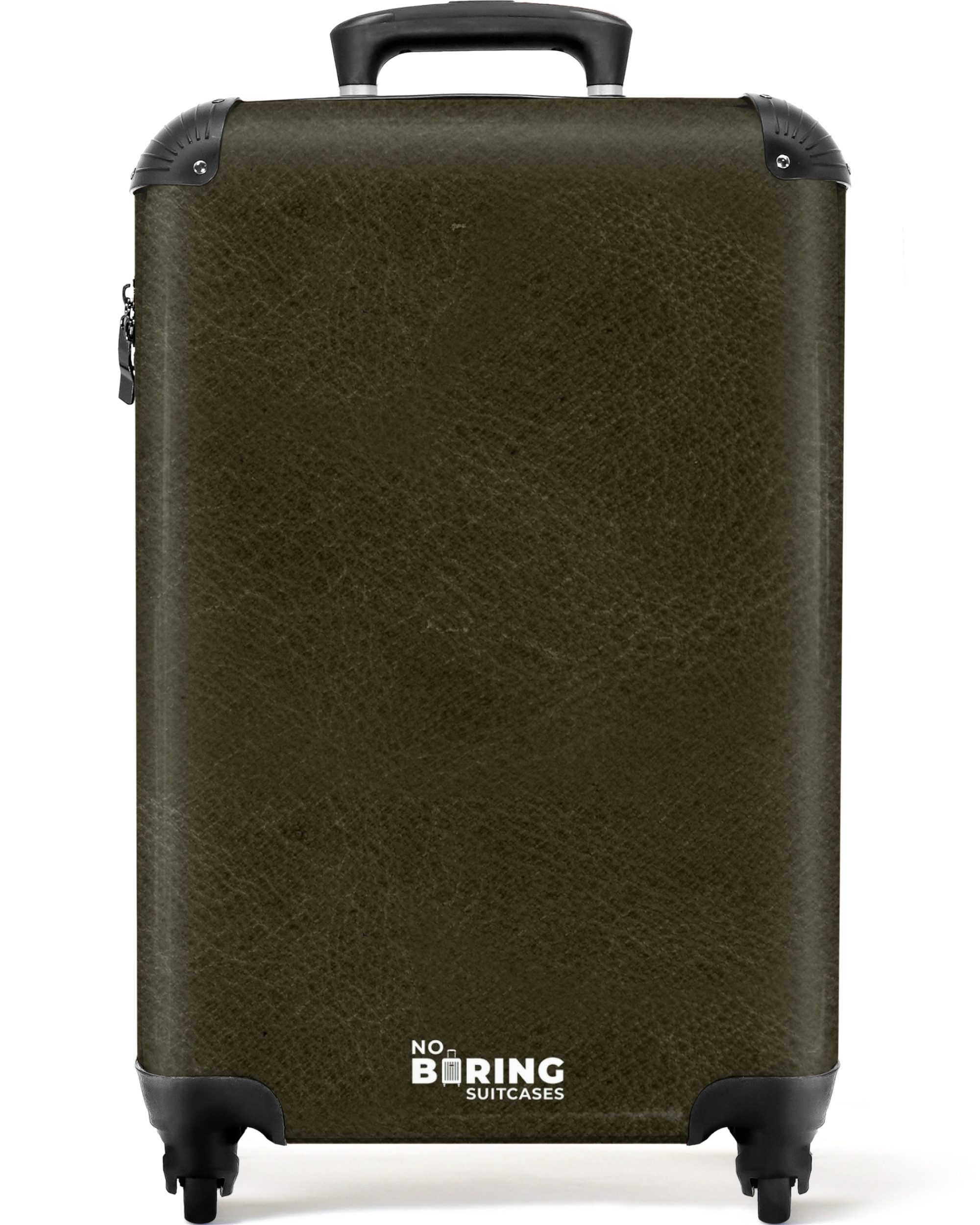 NoBoringSuitcases.com© Hartschalen-Trolley Lederoptik dunkelgrün 55x35x20cm, 4 Rollen, Reisetasche mit Rollen, Koffer Handgepäck Flugzeug