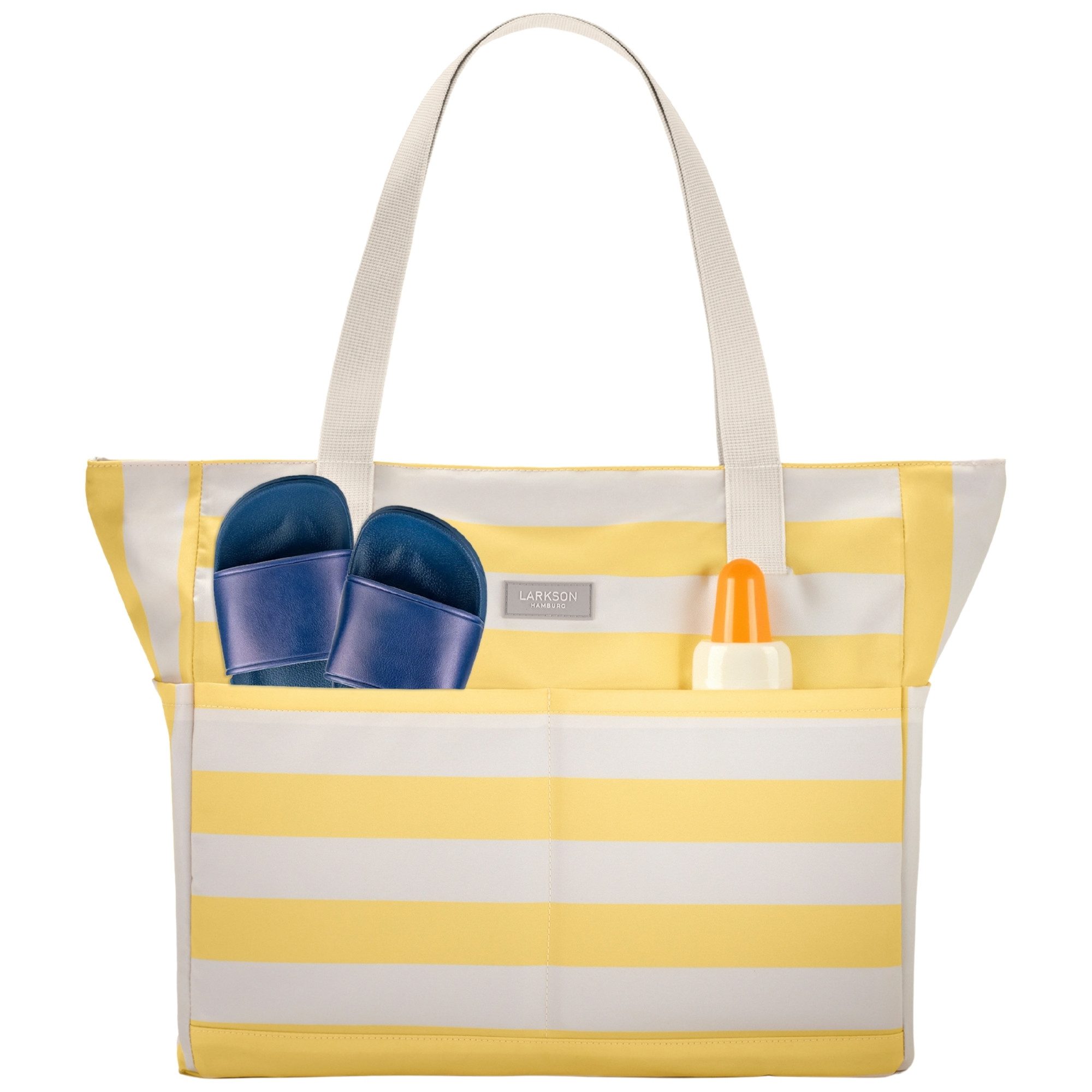 LARKSON Strandtasche Linn Strandtasche mit Reißverschluss (1-tlg), Große Beach Bag für Strand und Urlaub, Wasserabweisend