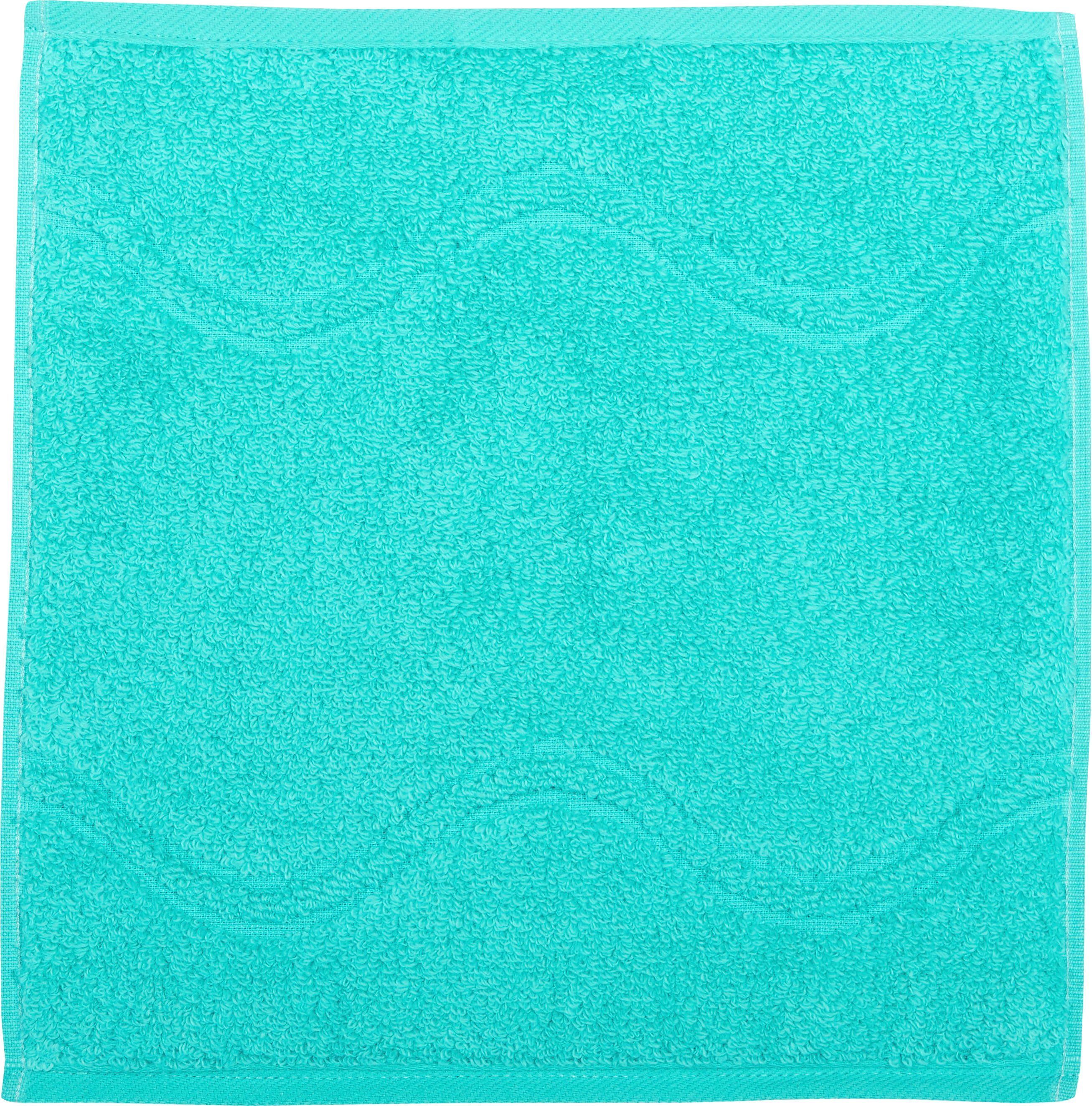 ROSS Seiftuch Cashmere feeling Wellen-Bordüre aqua mit bleached (6-tlg)