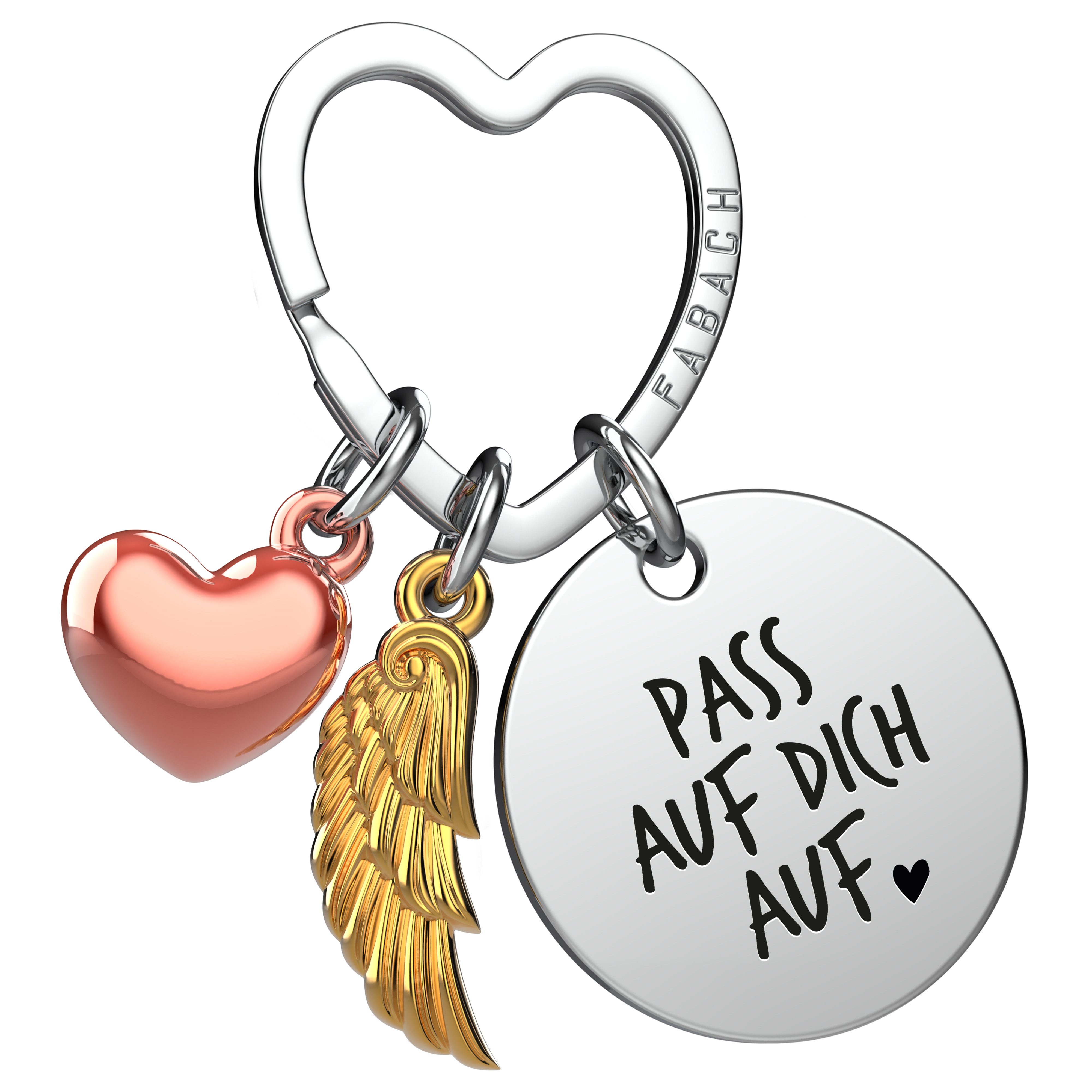 FABACH Schlüsselanhänger Glücksbringer Herz und Engelsflügel mit Gravur "Ic günstig online kaufen