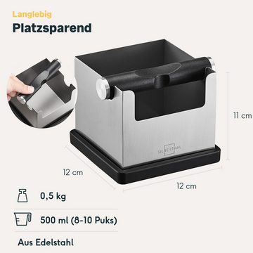 SILBERTHAL Ausklopfbehälter Knockbox aus Edelstahl 2.0, für Kaffeesatz, 2 in 1 Tamperstation zum Tampern und Ausklopfen