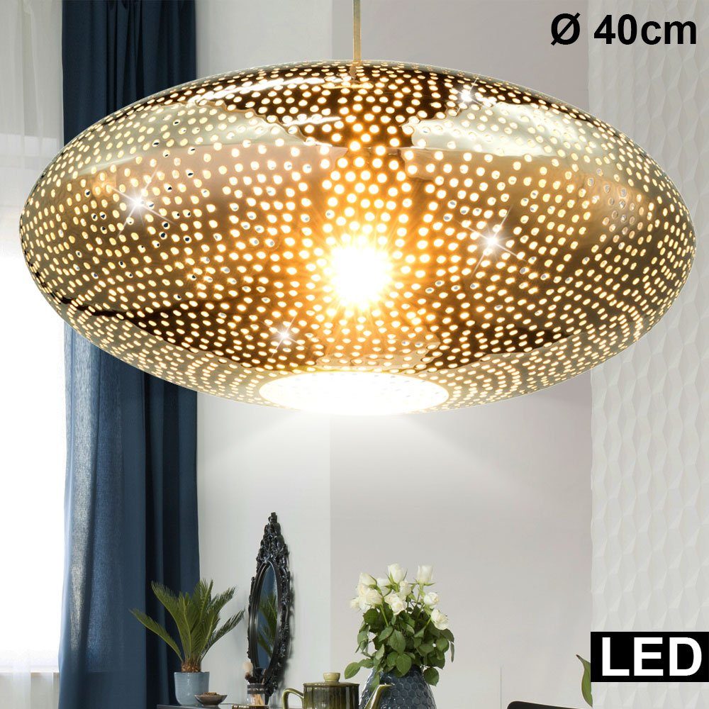 etc-shop LED Pendelleuchte, Leuchtmittel inklusive, Warmweiß, Hänge Leuchte Chrom Pendel Lampe Decken Ess Zimmer Strahler im